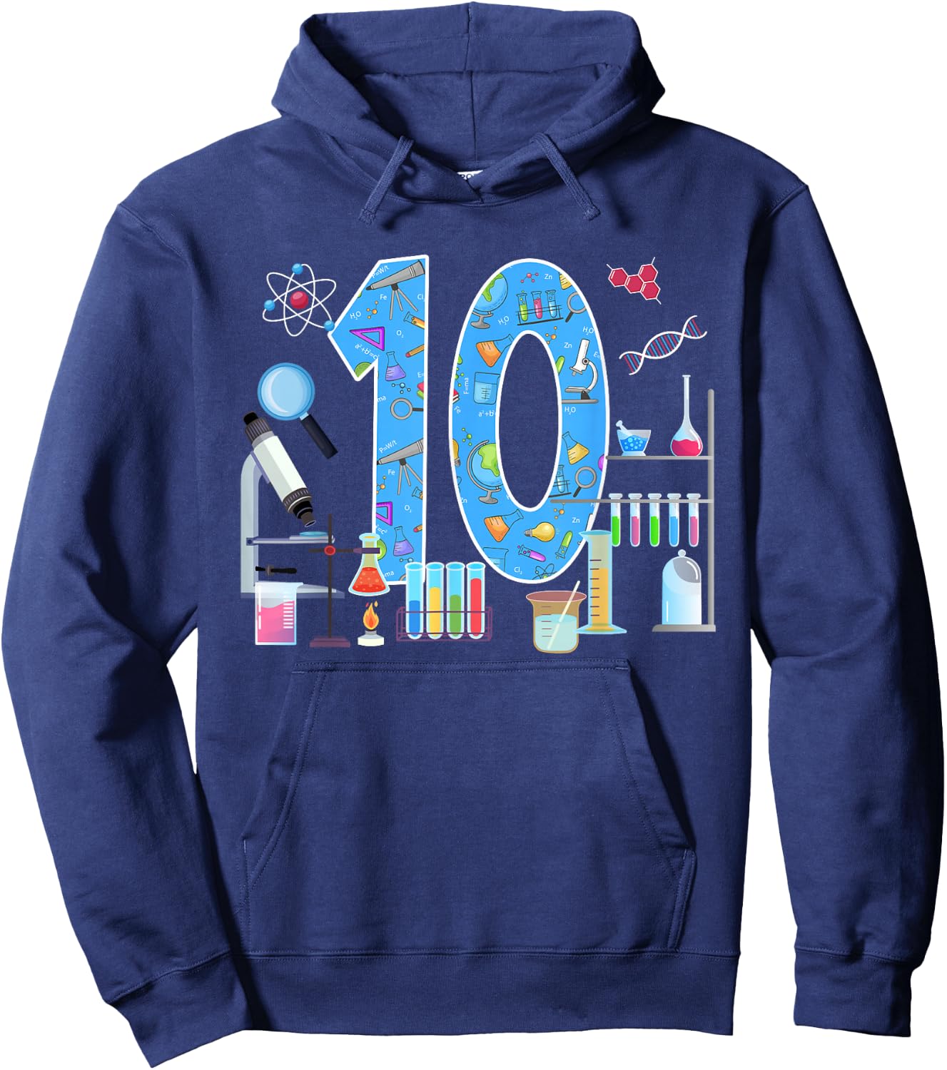 10th Birthday Science Theme 10 Year Old Birthday Scientist Hoodie - Hoodie | Navy