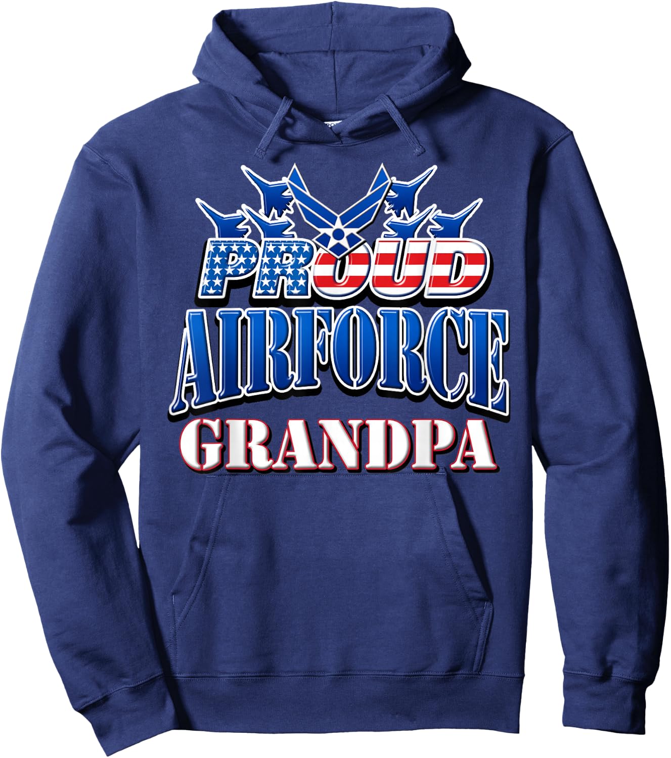 Proud Air Force Grandpa Shirt Grandparents Day USA Military Hoodie - Hoodie | Navy