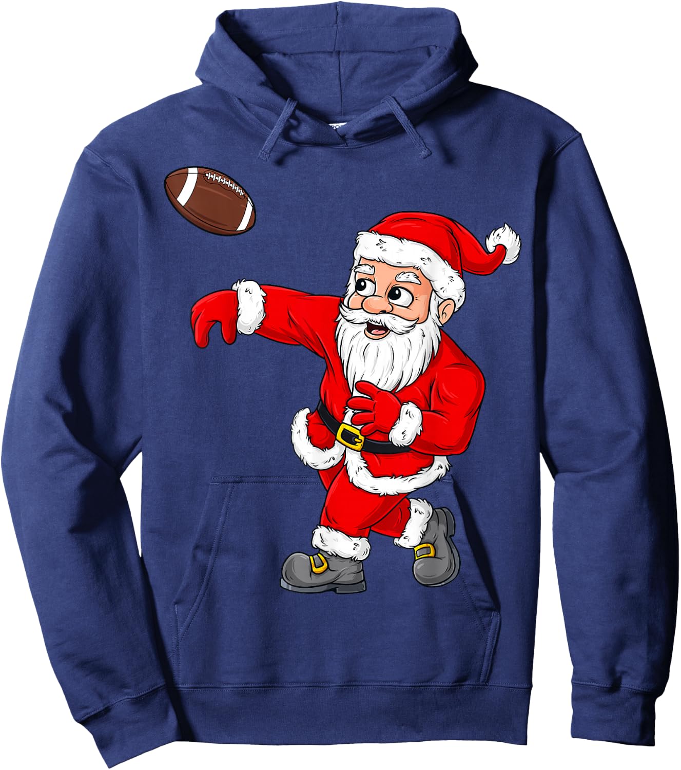 Christmas Santa Claus Football Quarterback Boys Kids Xmas Hoodie - Hoodie | Navy