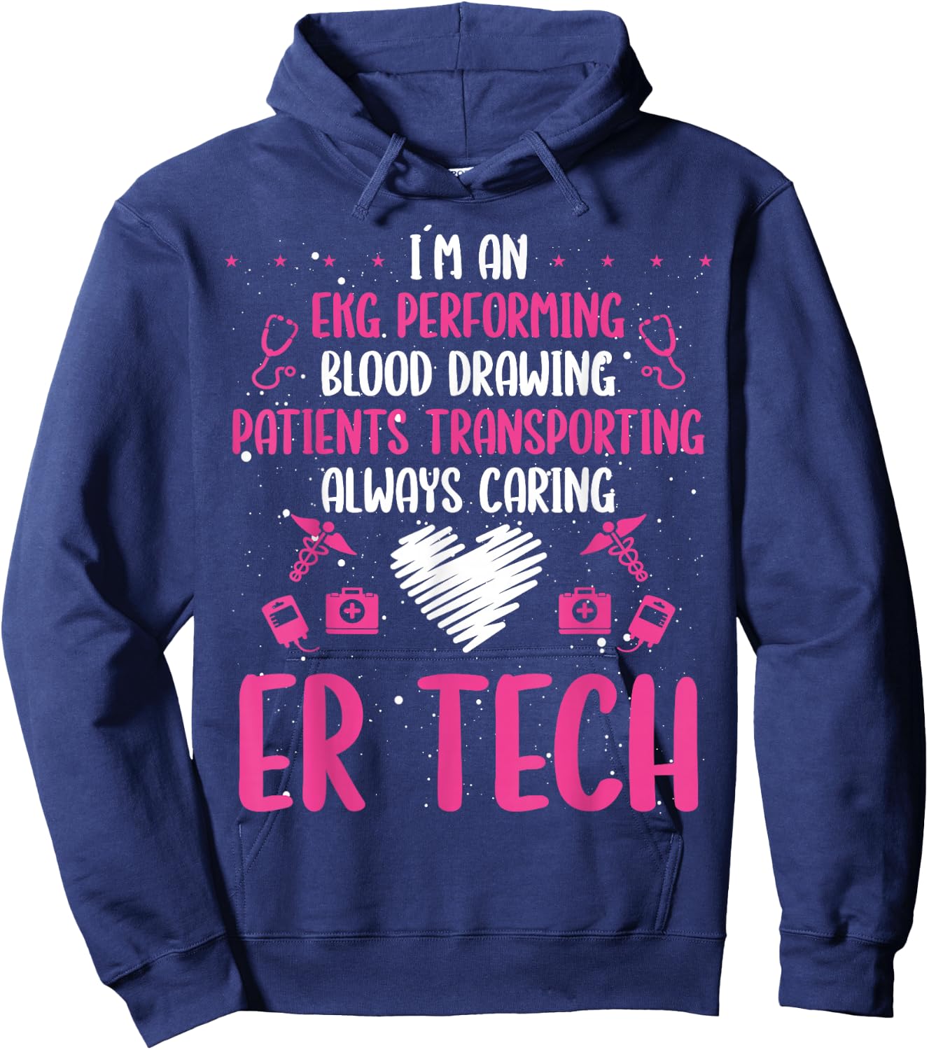 ER Tech Badge Buddy Emergency Room Technician Essentials Hoodie - Hoodie | Navy