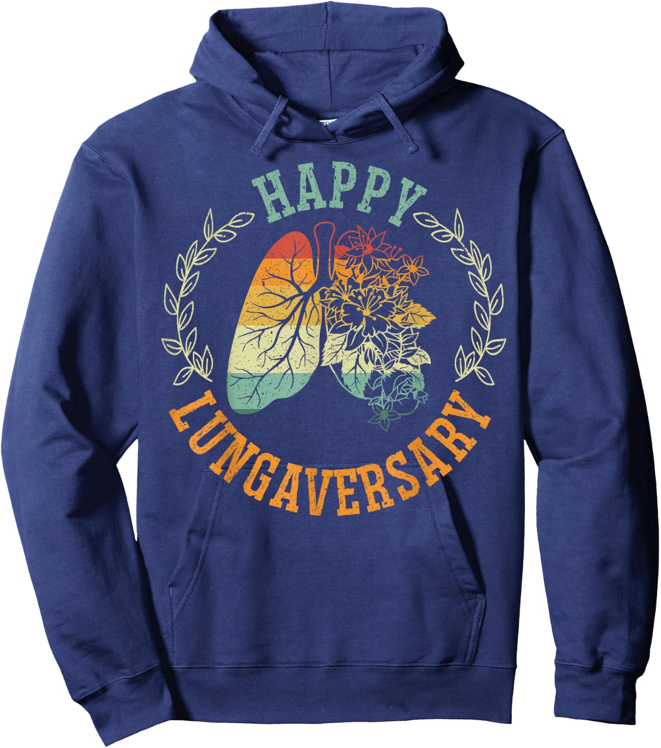 Organ Donation Lung Transplant SteMi Apparel Happy Lungaversary Lung Transplant Survivor Adult Black Short Sleeve Hoodie - Hoodie | Navy