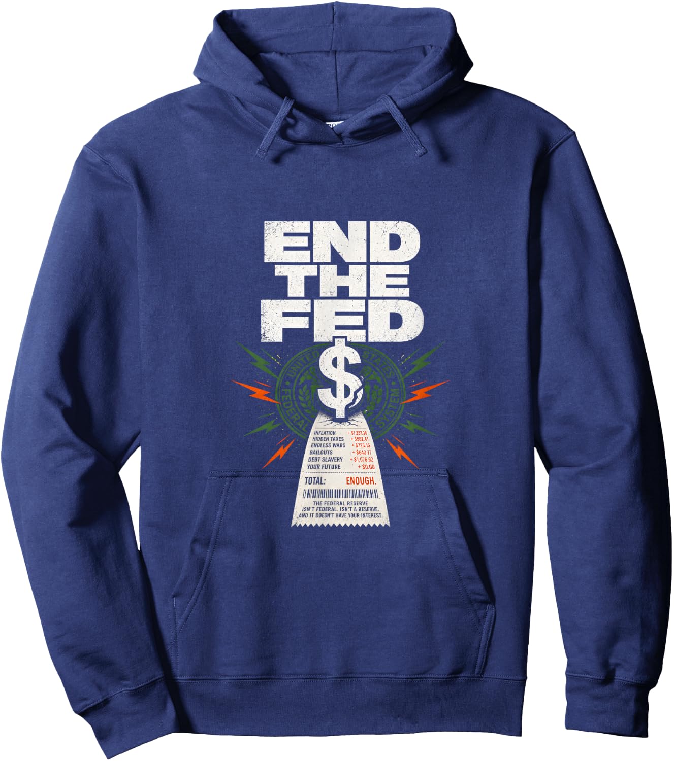 End The Fed Inflation Political Humor Hoodie - Hoodie | Navy