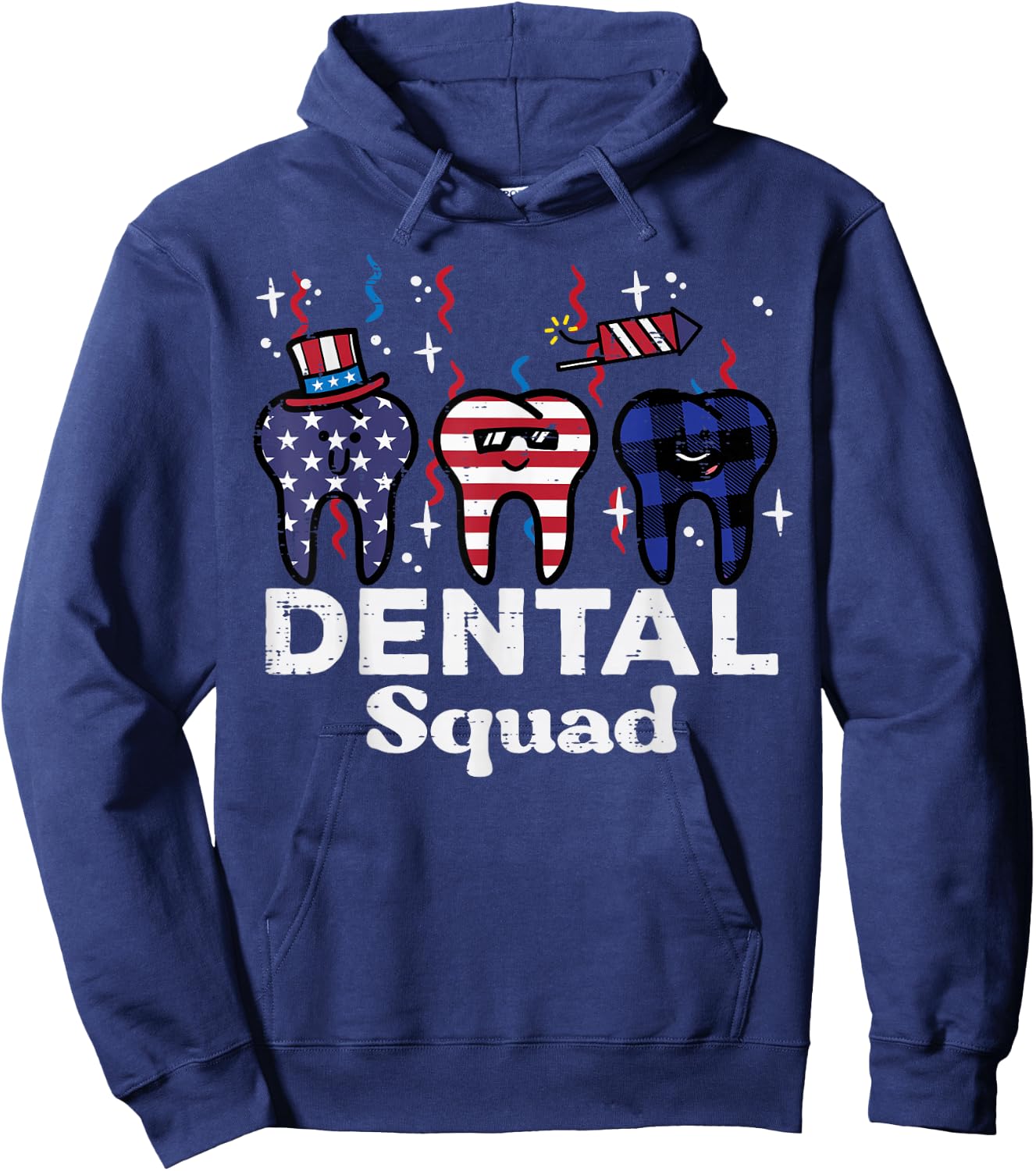 4th Of July Dental Squad Funny Patriotic Teeth Dentist Women Hoodie - Hoodie | Navy