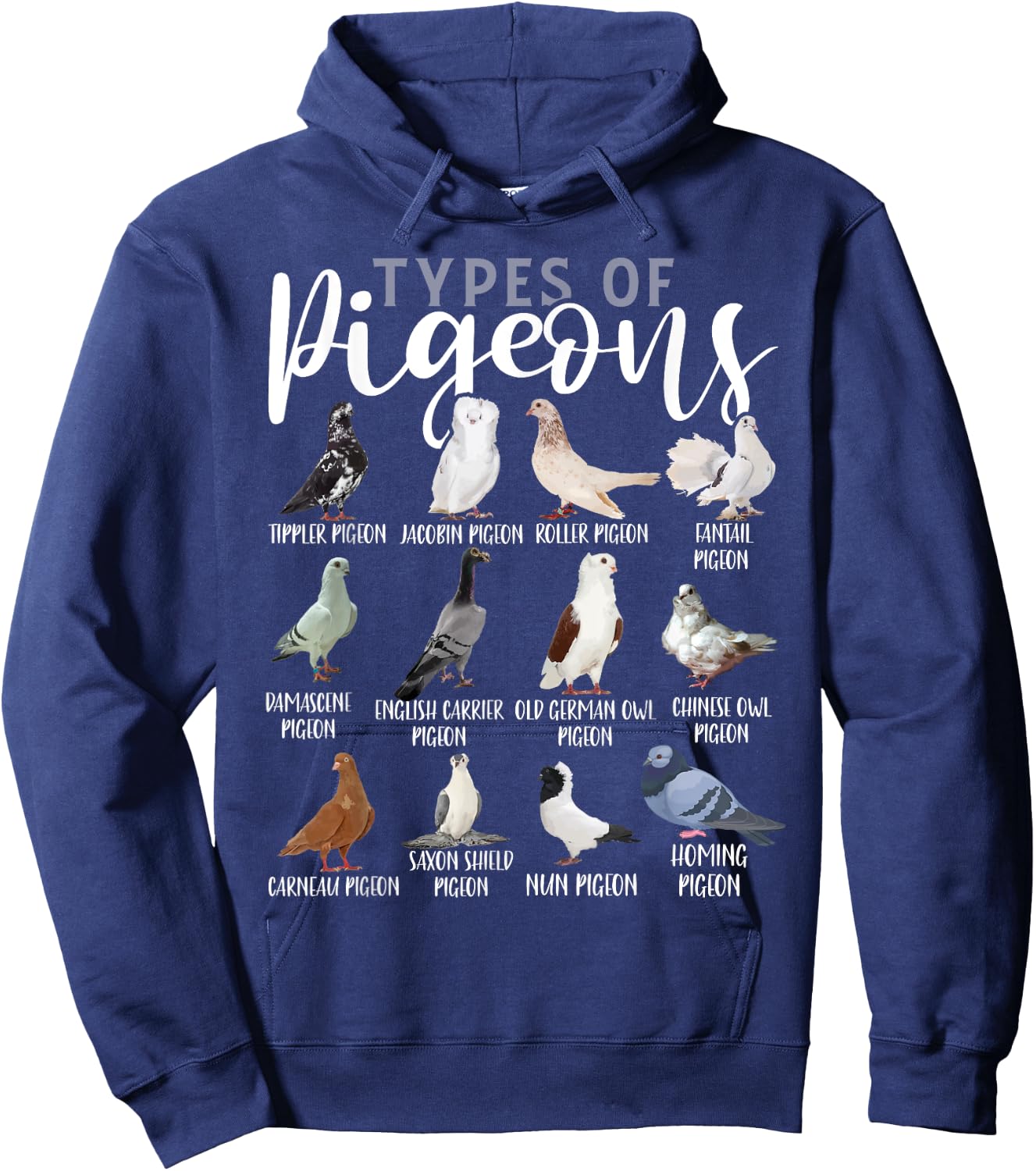 Types of Pigeons Shirt Bird Lover Homing Pigeon Racing Hoodie - Hoodie | Navy