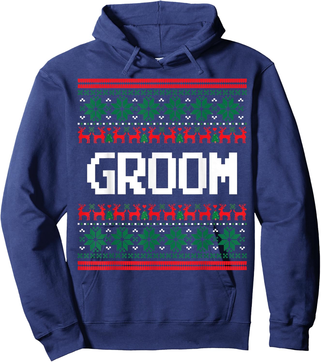 Groom Bride Ugly Christmas Sweater Wedding Engagement Hoodie - Hoodie | Navy