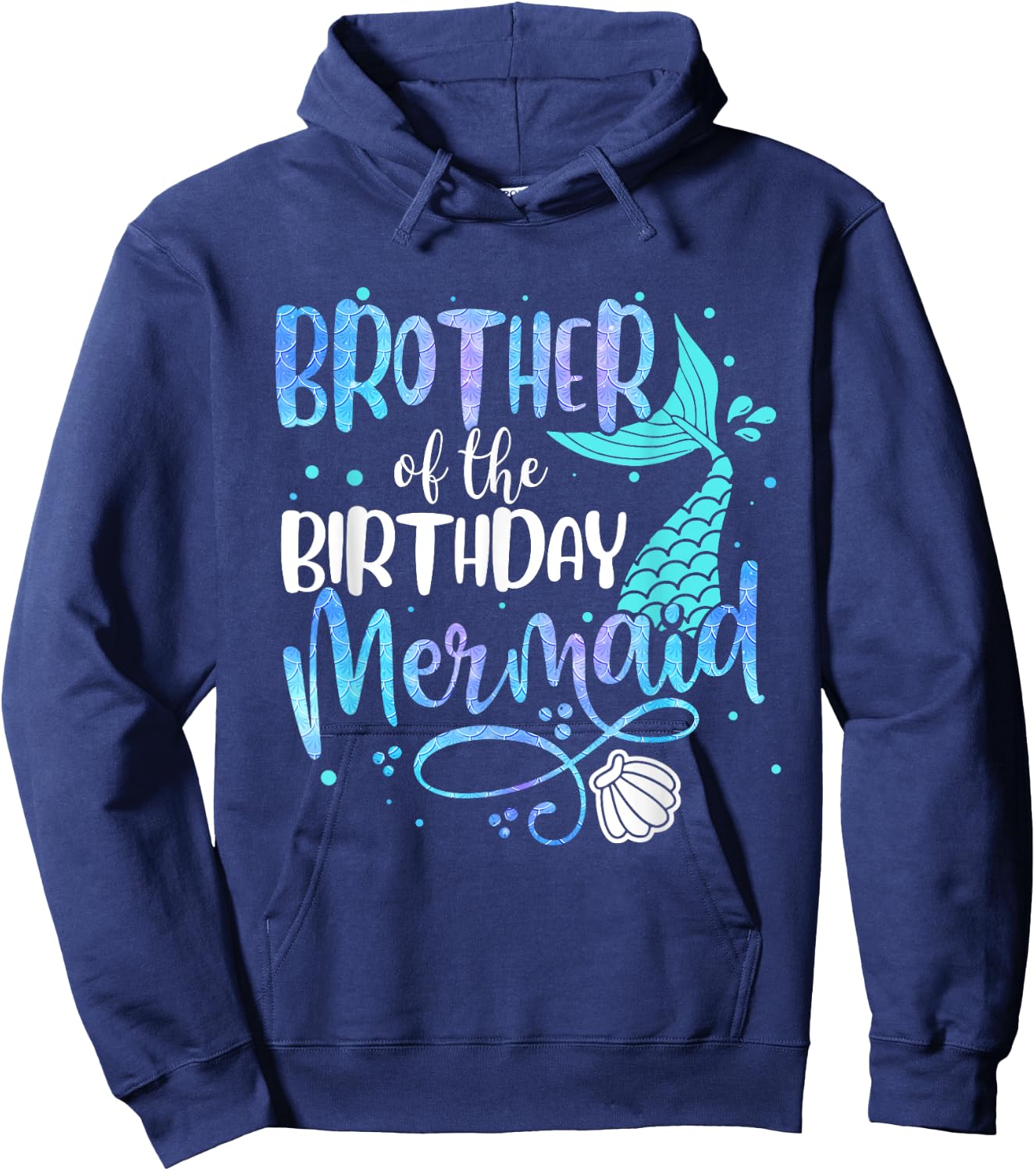 Brother Of The Birthday Mermaid Family Matching Party Squad Hoodie - Hoodie | Navy