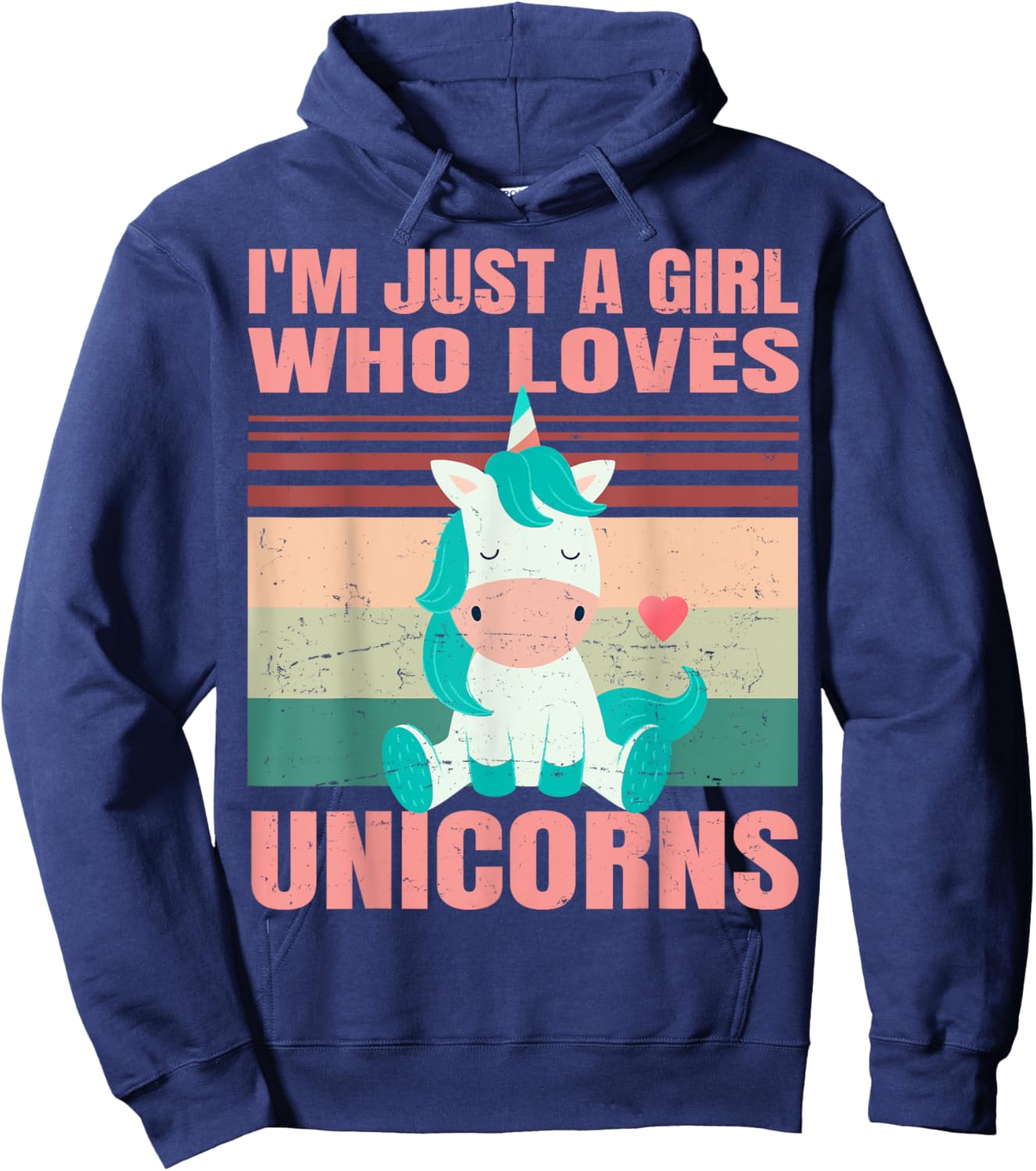I'm Just A Girl Who Loves Unicorns - Cute Retro Girlie - For Hoodie - Hoodie | Navy