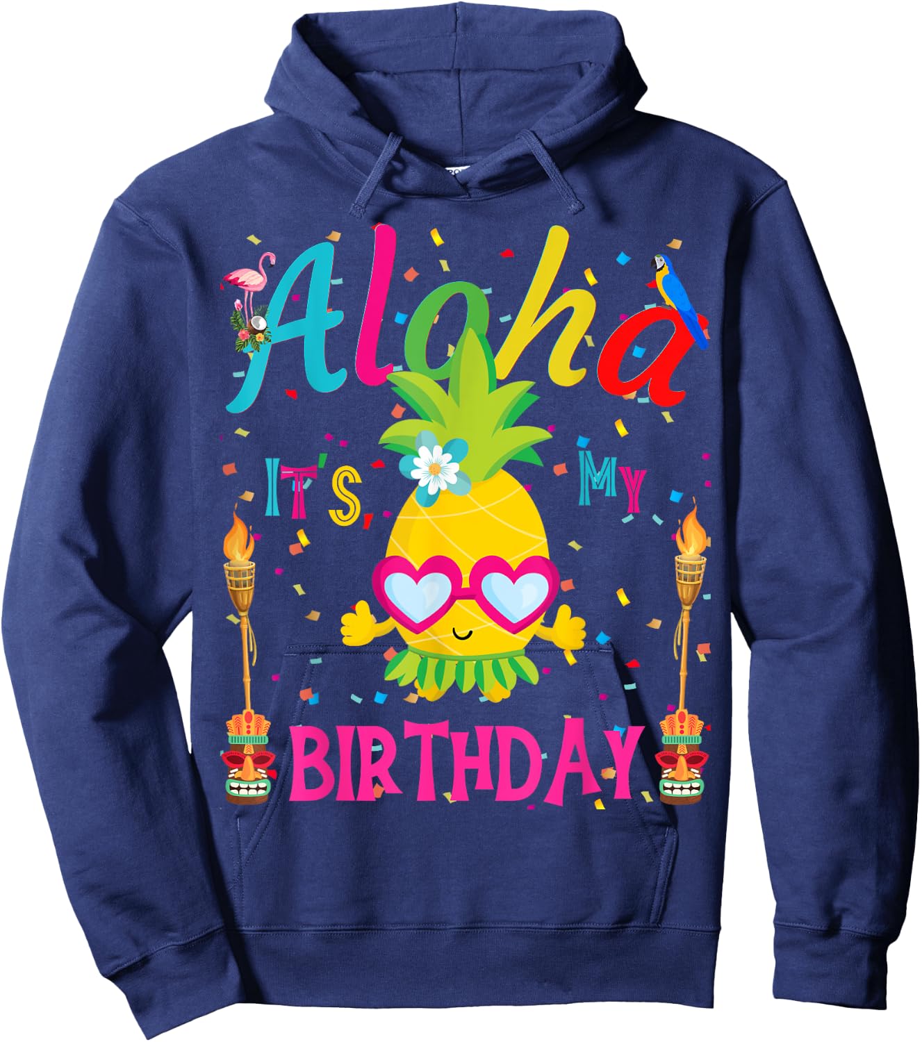 Aloha It's My Birthday Hawaii Girl Women's Pineapple Luau Hoodie - Hoodie | Navy