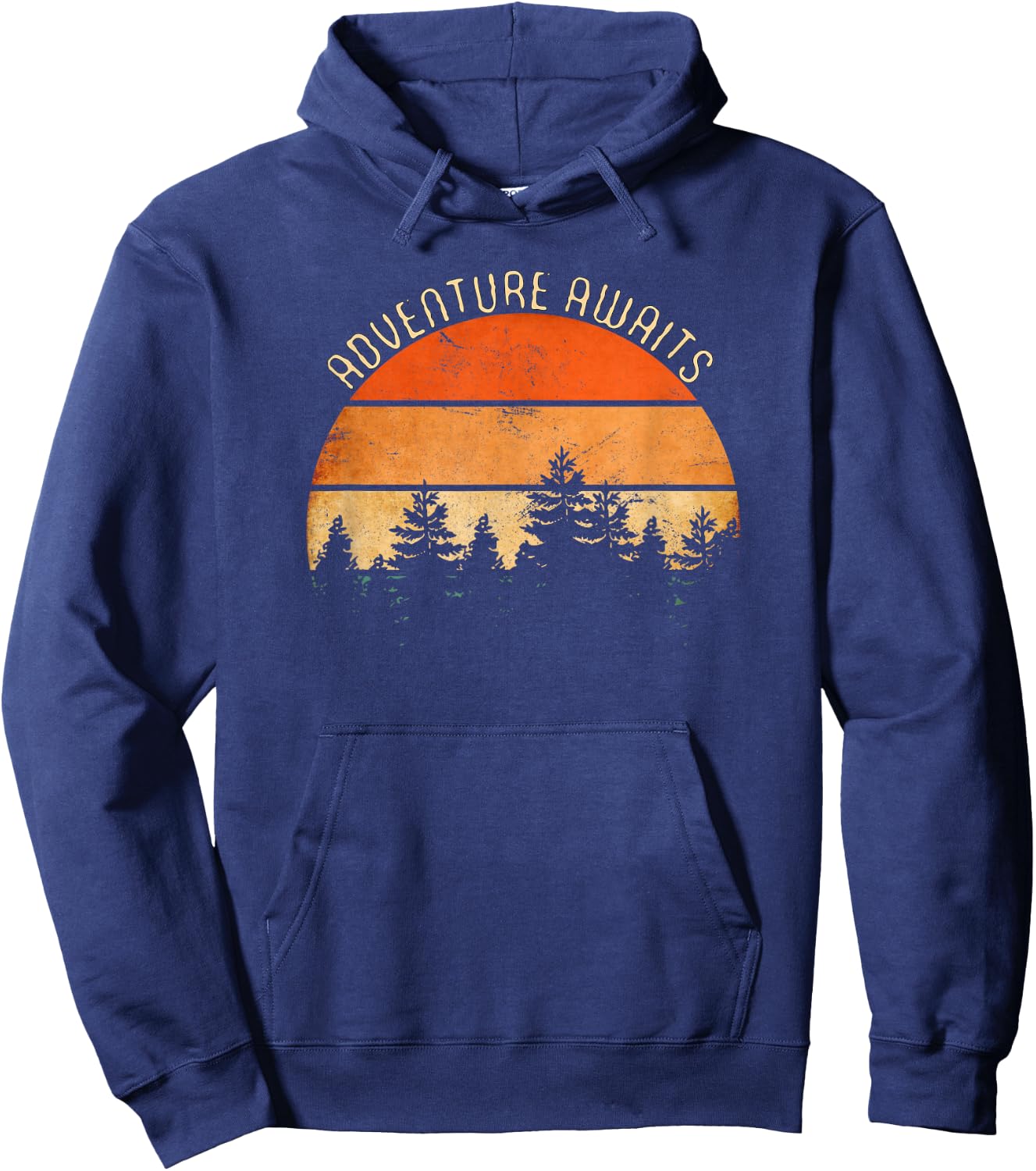 Adventure Awaits, Retro Hiking Hoodie - Hoodie | Navy