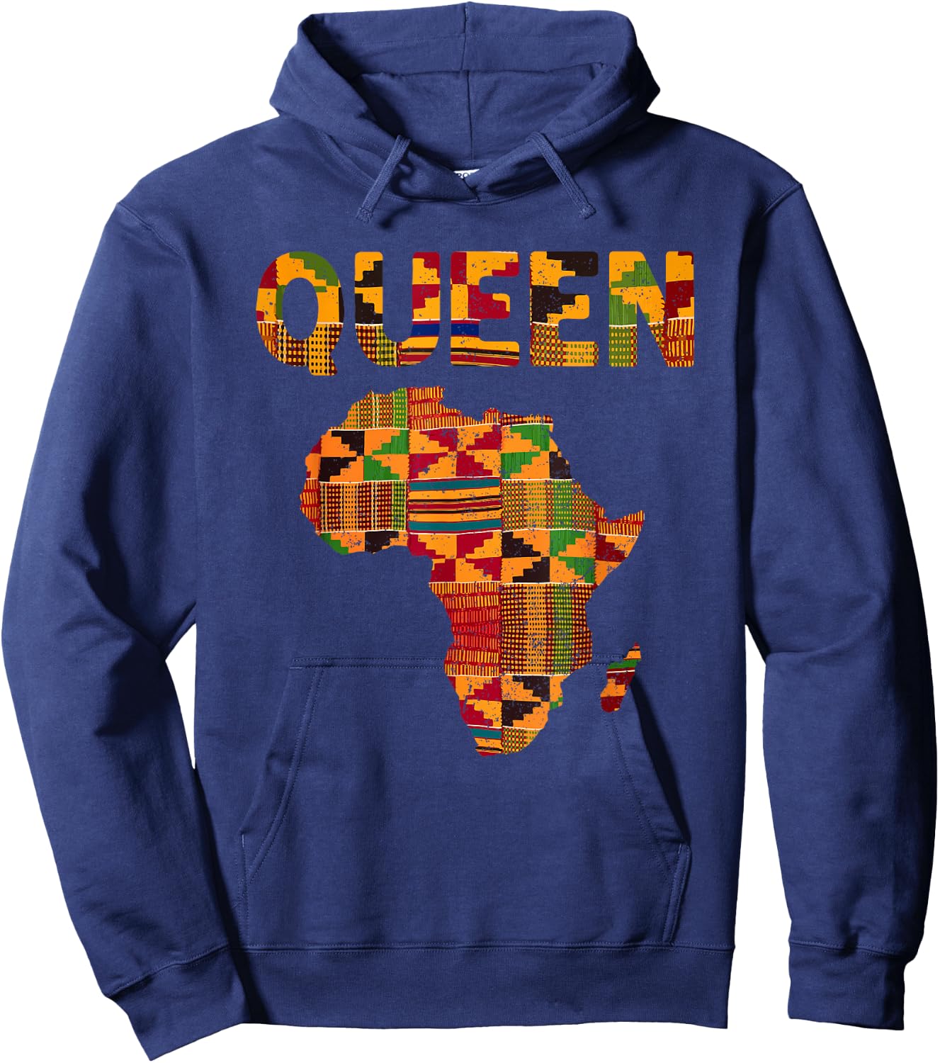 Cool African Queen Art Kente Cloth Africa Ghana Kids Women Hoodie - Hoodie | Navy