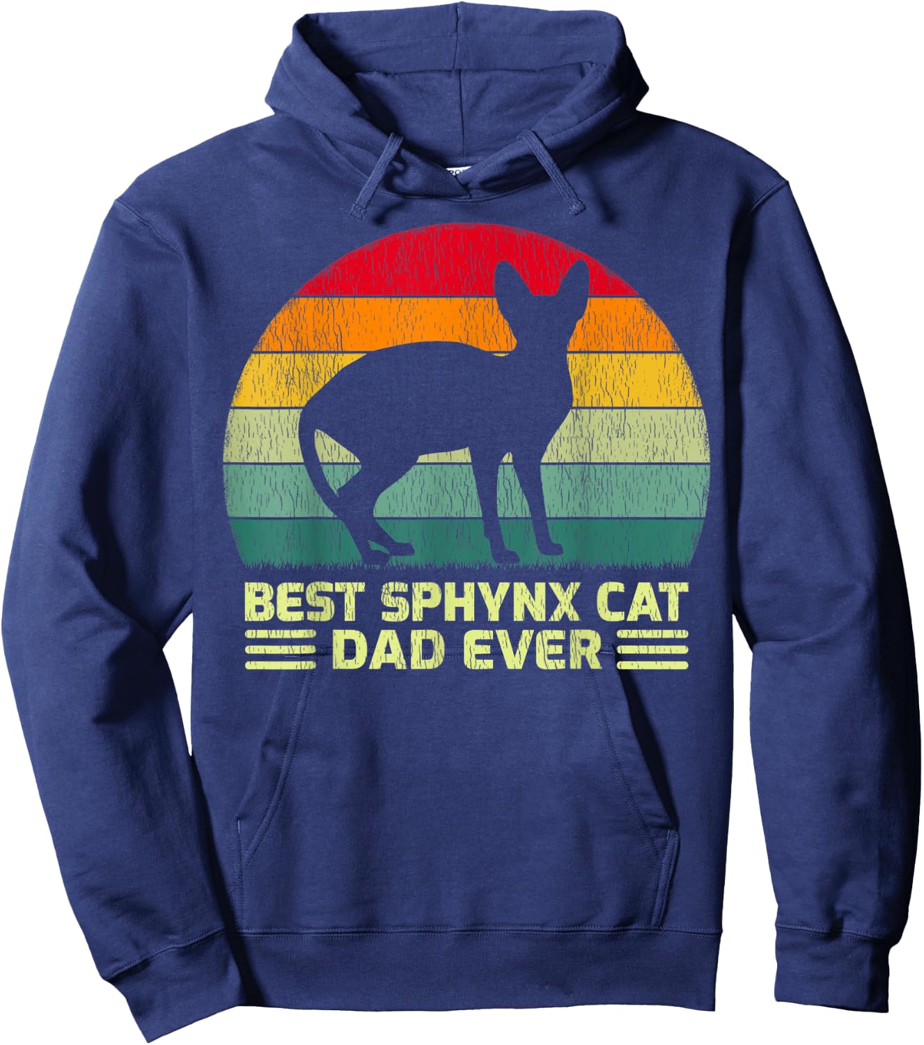Funny Vintage Best Sphynx Cat Dad Ever Father's Day Men Hoodie - Hoodie | Navy