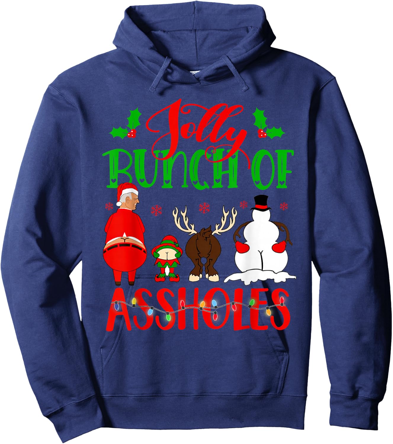 Jolly Bunch of Assholes Merry Christmas 2021 Toilet Paper Hoodie - Hoodie | Navy