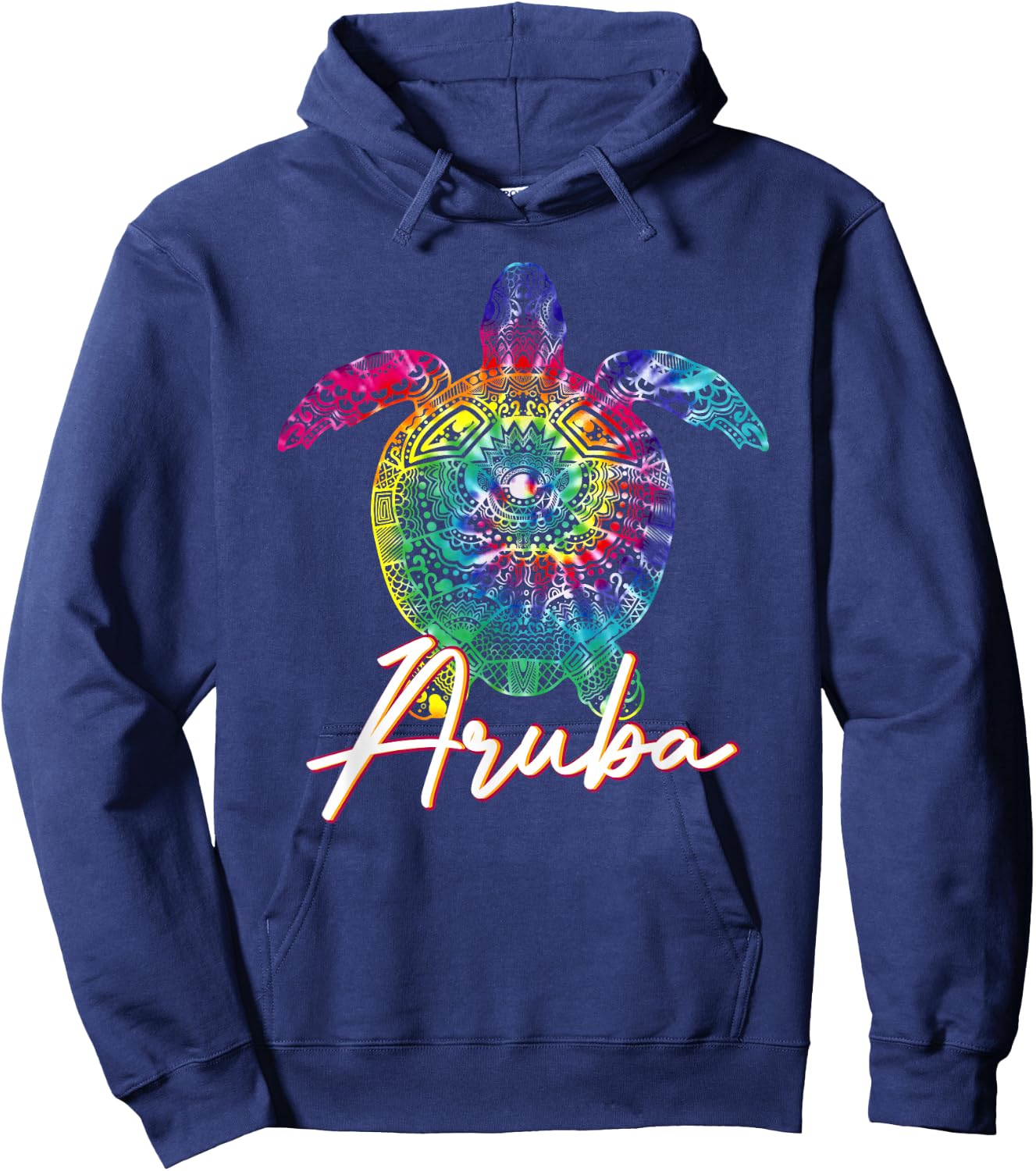 Aruba Tie Dye Sea Turtle Matching Family Vacation Hoodie - Hoodie | Navy