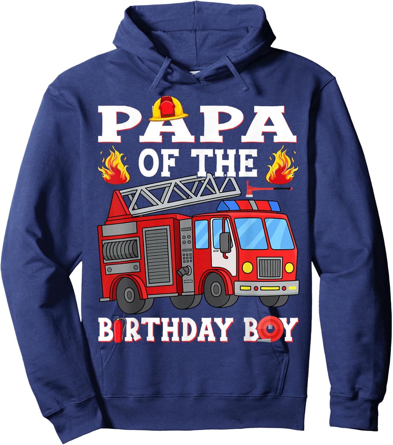 Papa of The Birthday Boy Fire Truck Firefighter Hoodie - Hoodie | Navy