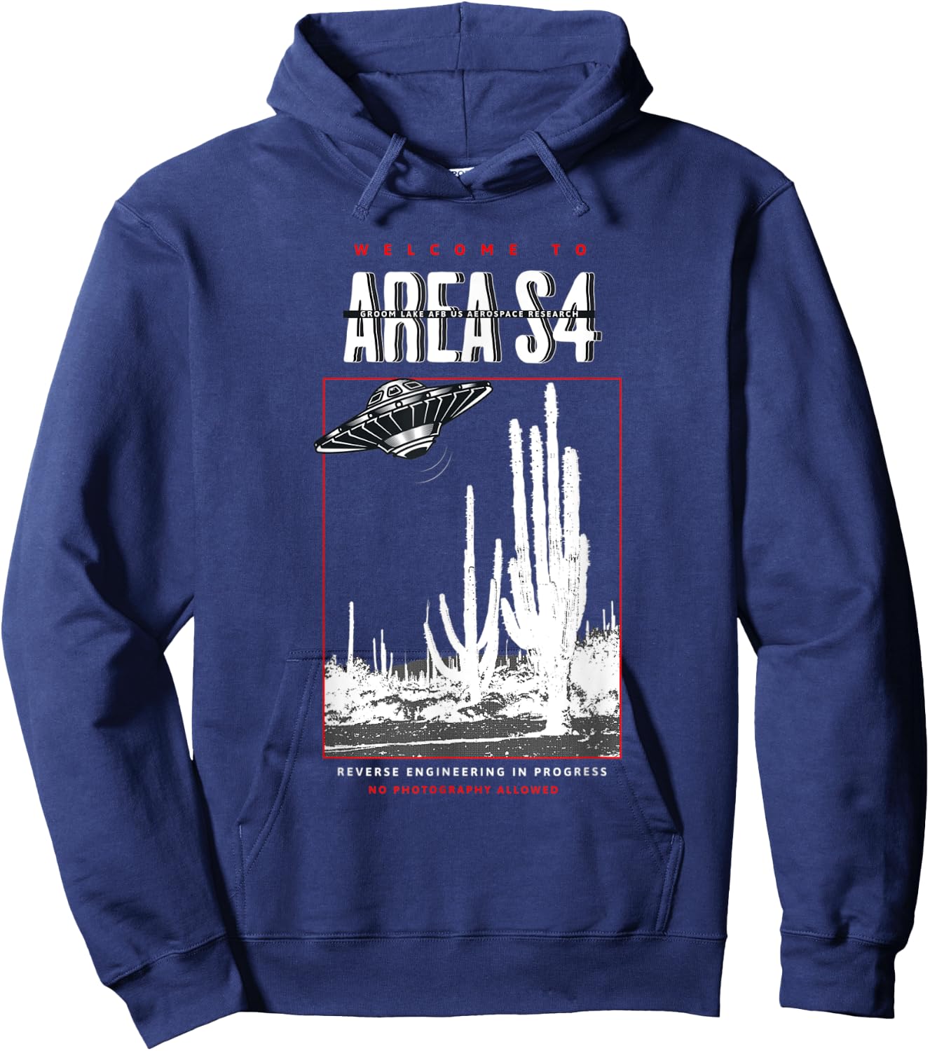 Welcome to Area S4 Groom Lake Nevada UFO Alien Hoodie - Hoodie | Navy