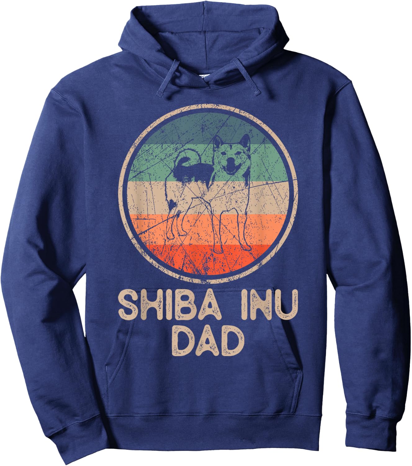 Shiba Inu Dog - Vintage Shiba Inu Dad Men Women Hoodie - Hoodie | Navy