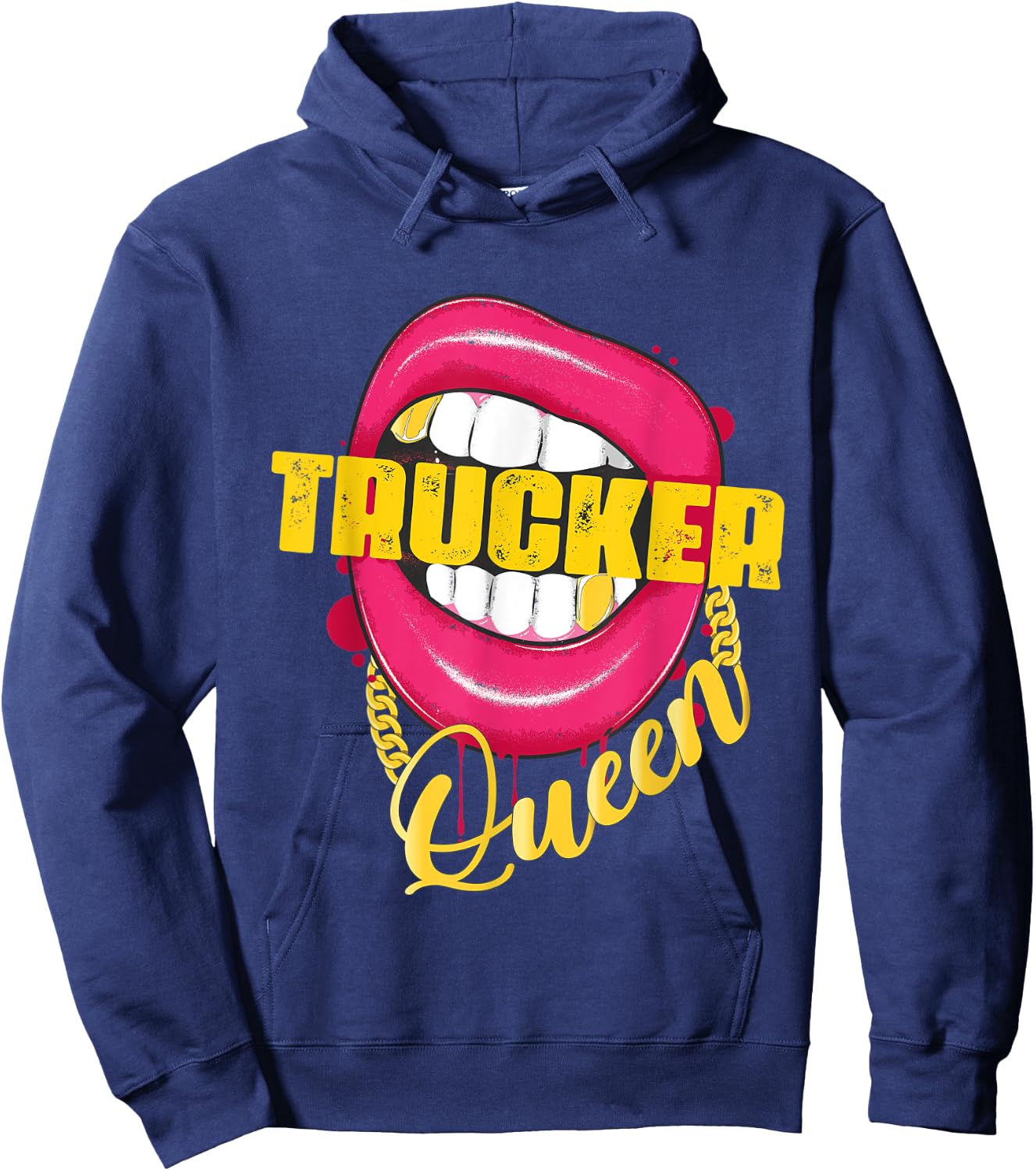Trucker Queen Golden Necklace Gift woman Hoodie - Hoodie | Navy