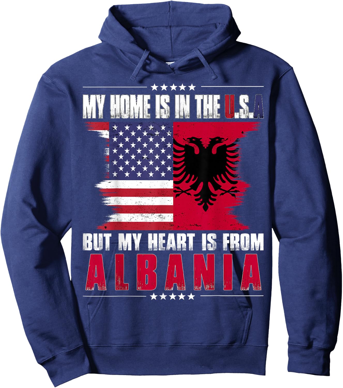 American Grown Patriot Albanian American from Albania Hoodie - Hoodie | Navy