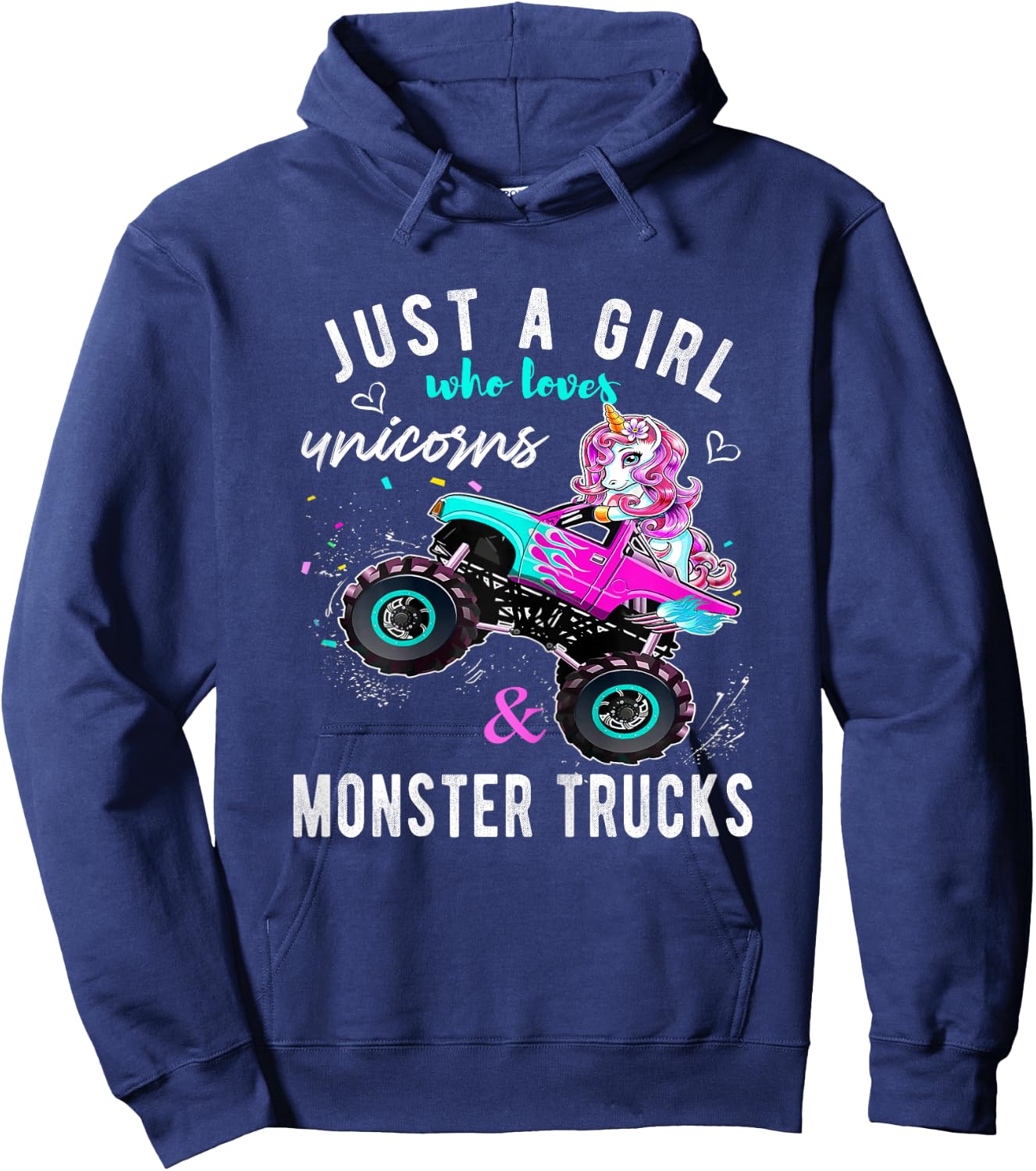 Unicorn Drive a Monster Truck -Unicorn Birthday Daughter Hoodie - Hoodie | Navy