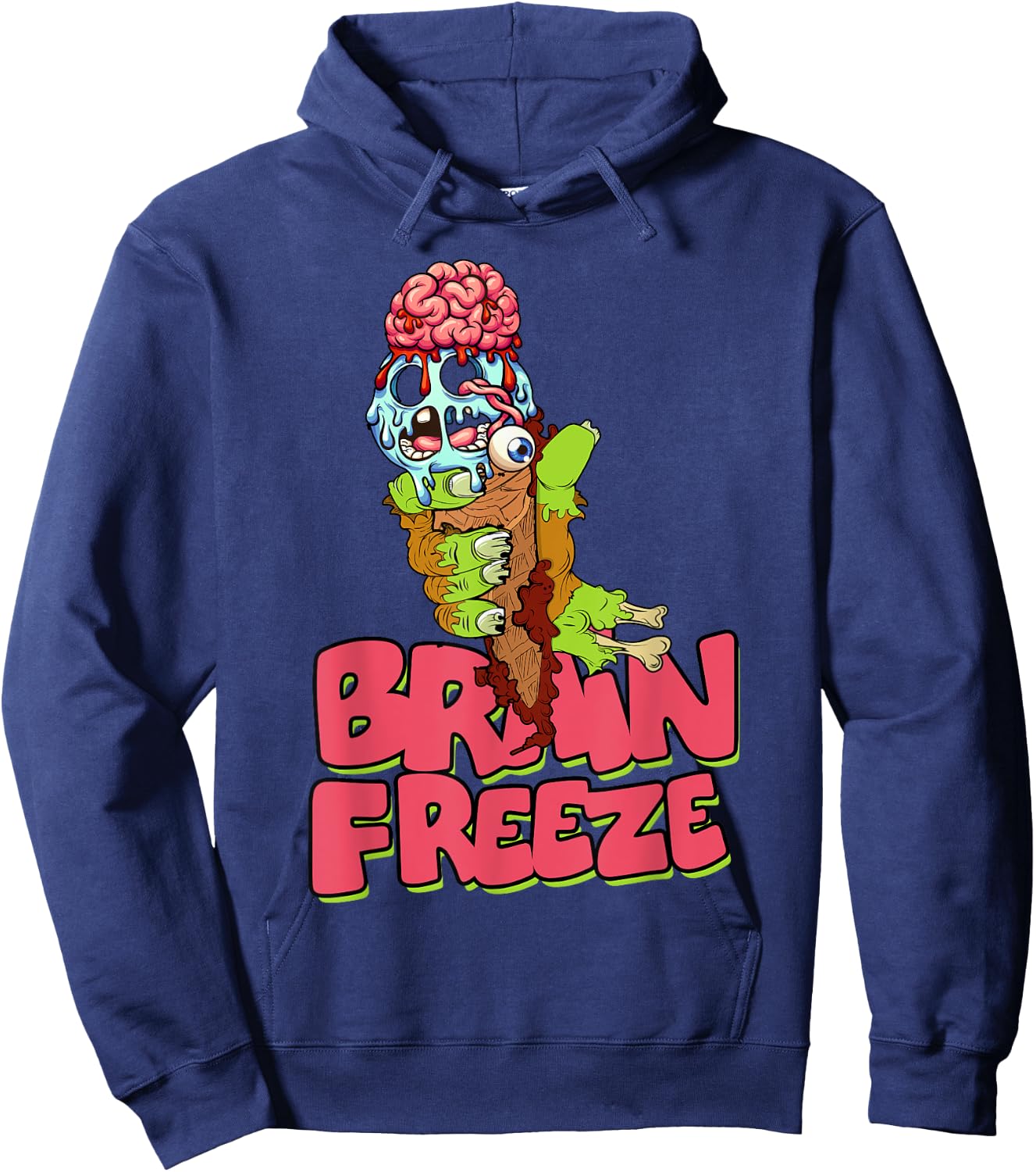 Brain Freeze Scary Zombie Ice Cream Cone Undead Flavor Men Women Kids Hoodie - Hoodie | Navy