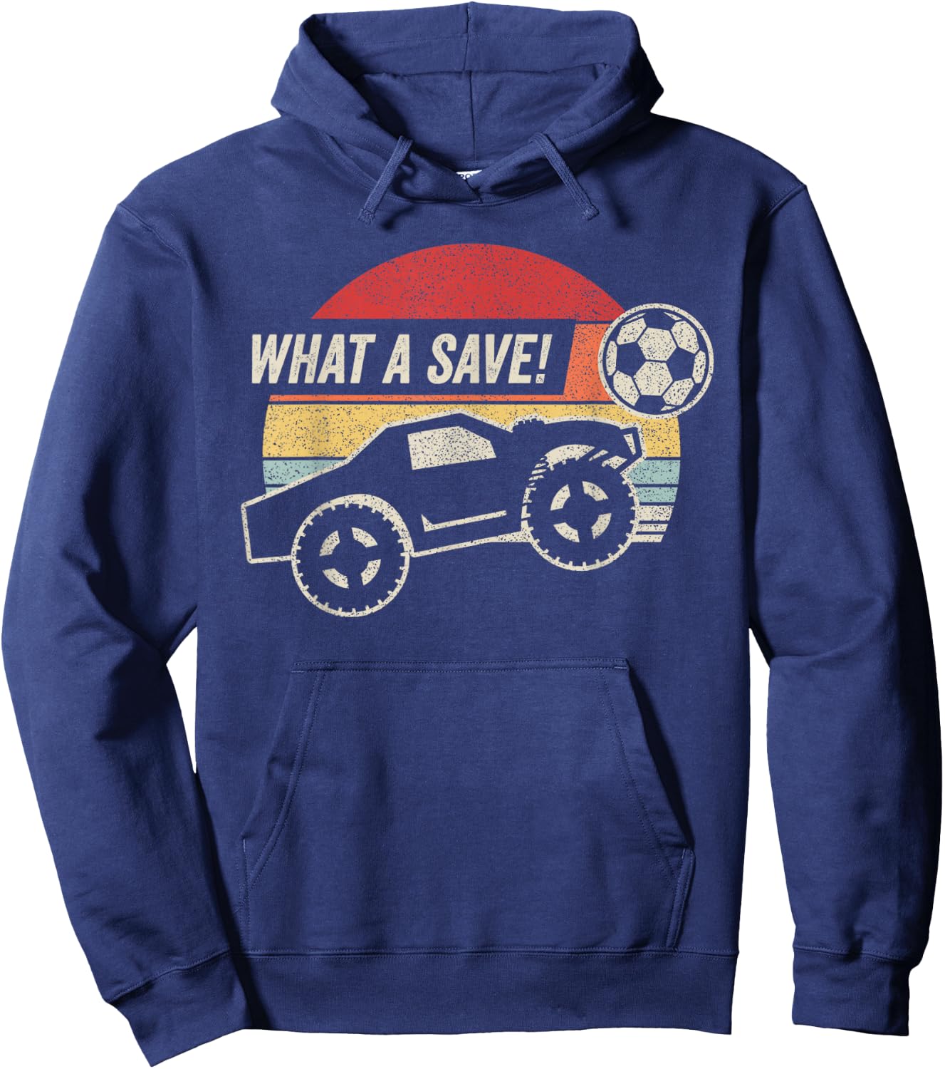 Vintage Retro What a Save! Rocket RC Soccer Car Gamer Hoodie - Hoodie | Navy