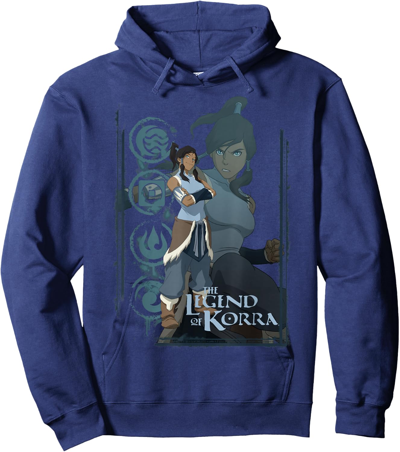 The Legend of Korra Element Symbol Collage Portrait Hoodie - Hoodie | Navy