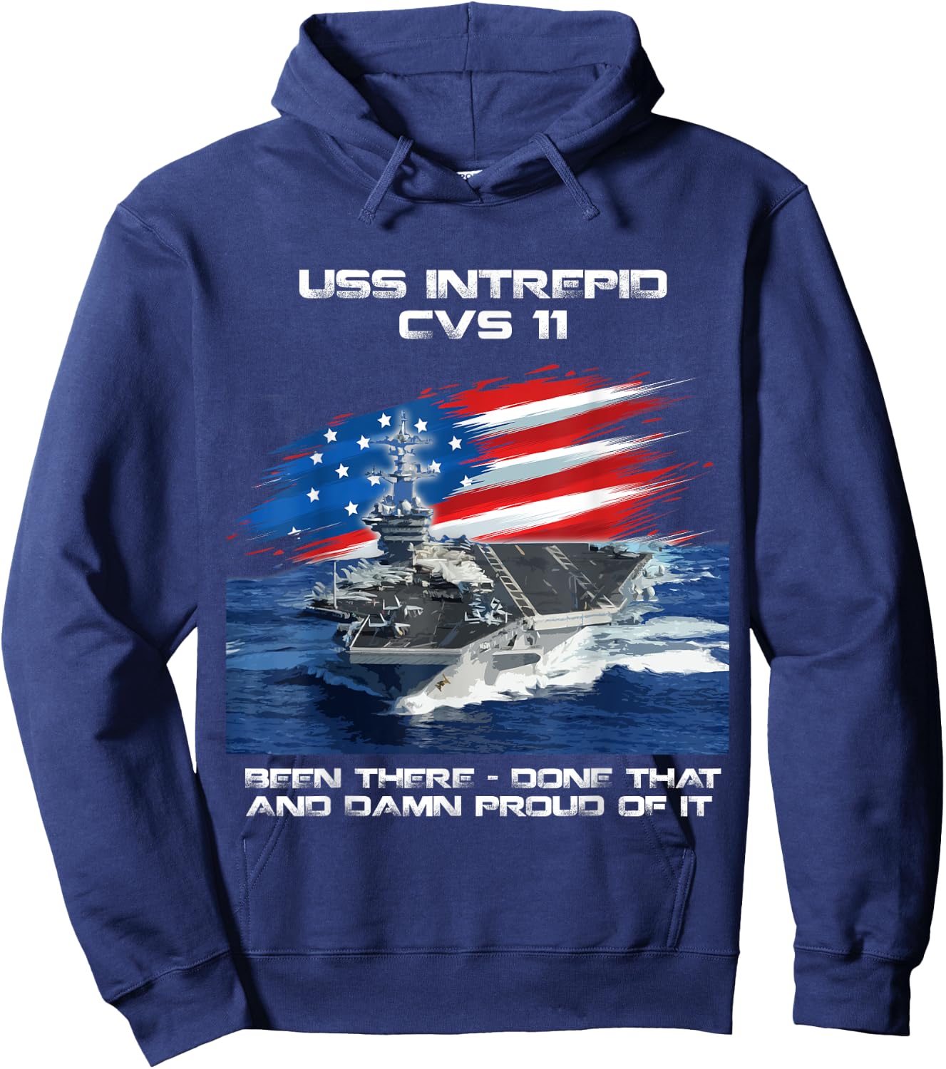 USS Intrepid CVS-11 Aircraft Carrier Veteran USA Flag Xmas Men Hoodie - Hoodie | Navy