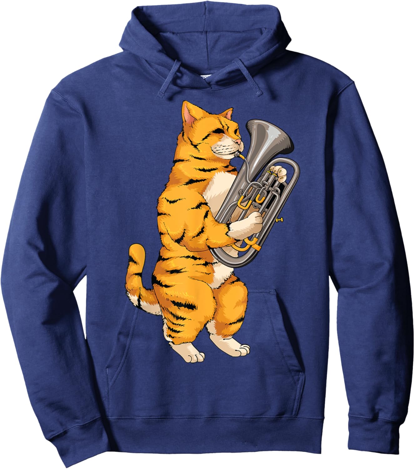 Funny Cat Playing Euphonium | Cool Love Animal Musician Gift Women Kids Hoodie - Hoodie | Navy
