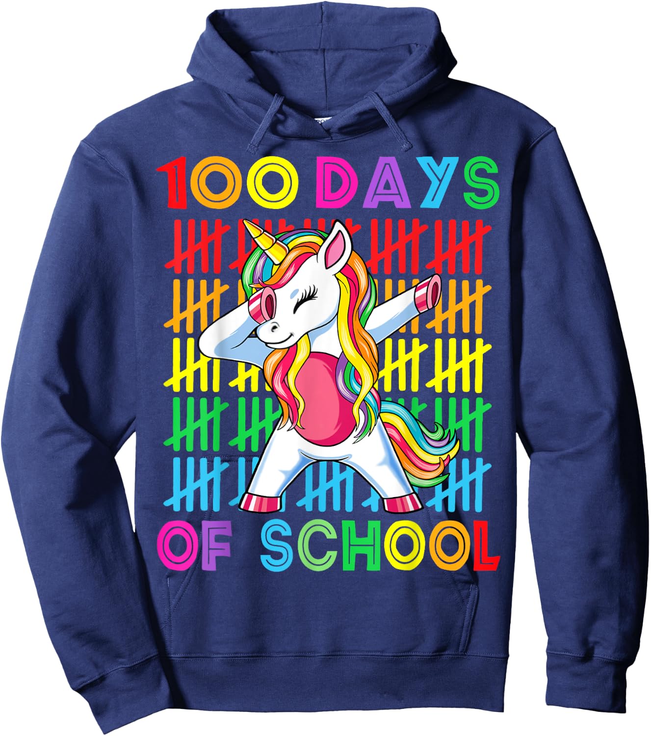 100 Days of School Unicorn Girls Teacher 100th Day of School Hoodie - Hoodie | Navy