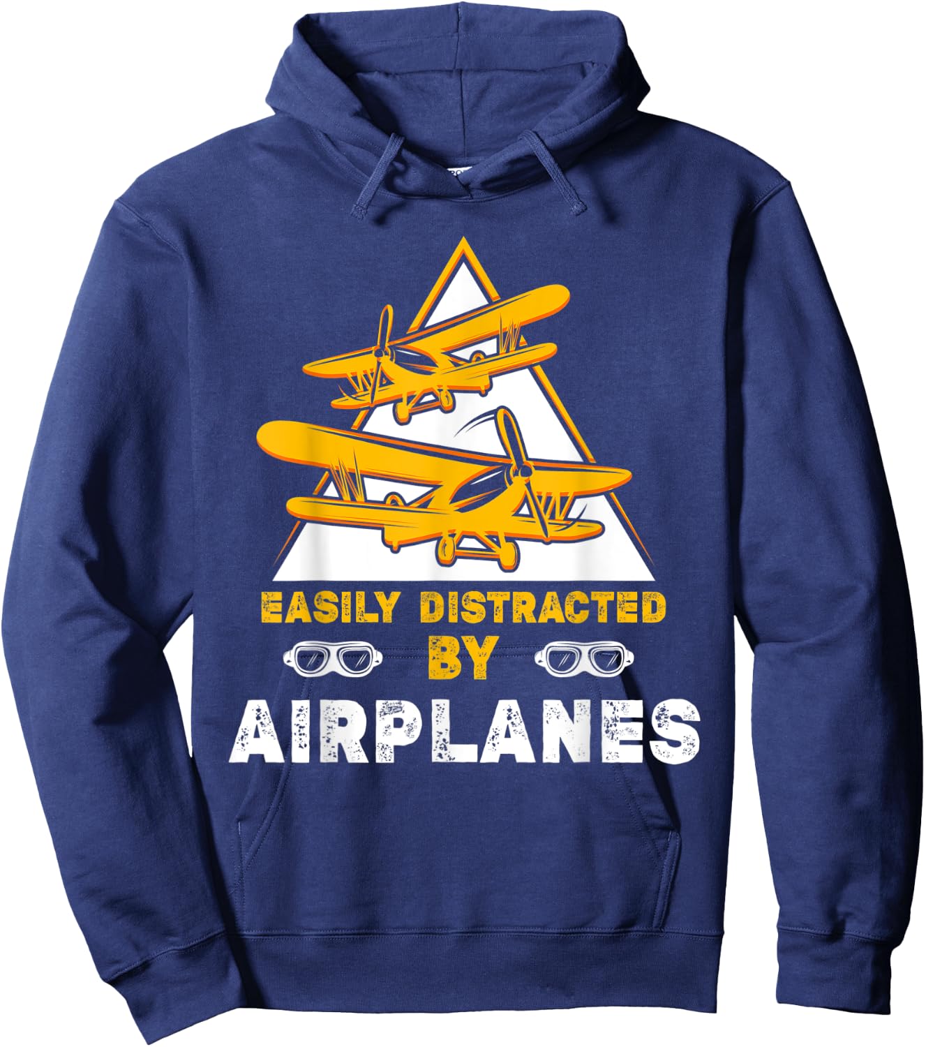 Easily Distracted By Airplanes Funny Airport Plane Lover Hoodie - Hoodie | Navy