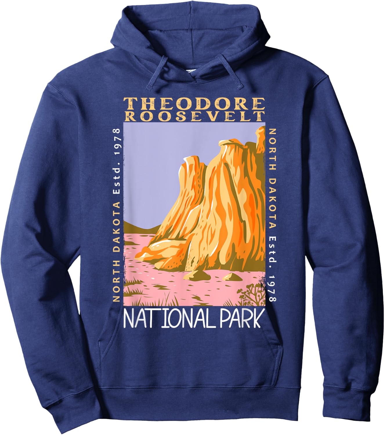 Theodore Roosevelt National Park Distressed Vintage Hoodie - Hoodie | Navy
