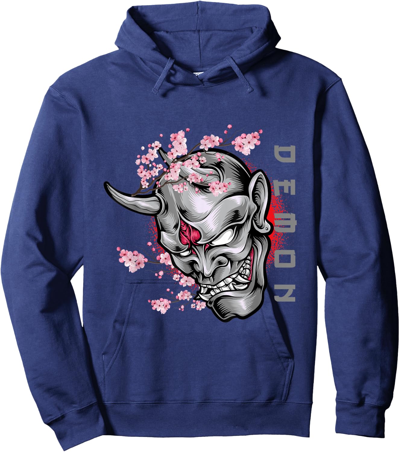 Cool Japanese Demon Oni Face Otaku Anime Style Manga Art Hoodie - Hoodie | Navy