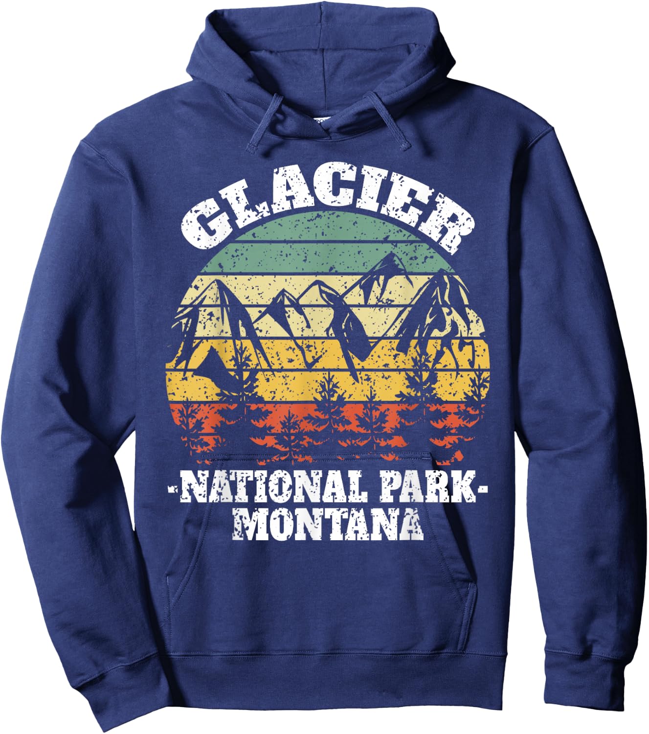 Glacier National Park Montana Retro Vintage Hoodie - Hoodie | Navy