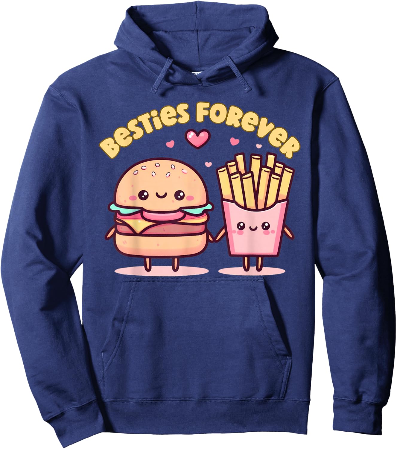 Besties Forever Burger Fries Kawaii for Kids Girls Boys Hoodie - Hoodie | Navy