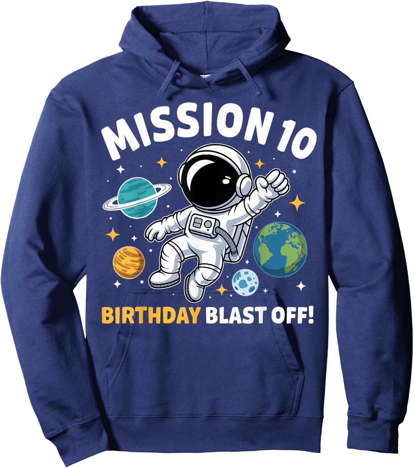 10th Birthday Astronaut Space Rocket Ten Years Old Boys Hoodie - Hoodie | Navy