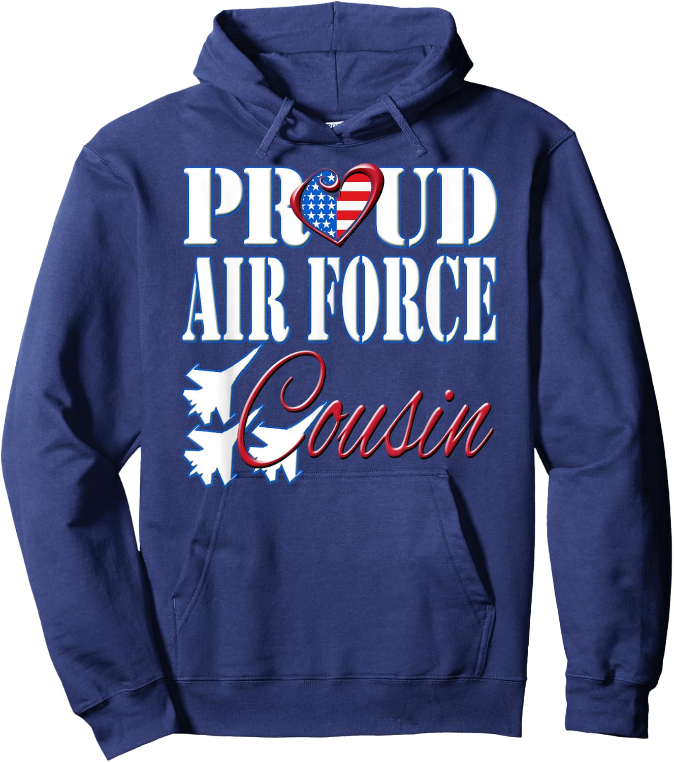Proud Air Force Cousin Shirt US Heart Military Men Women Hoodie - Hoodie | Navy