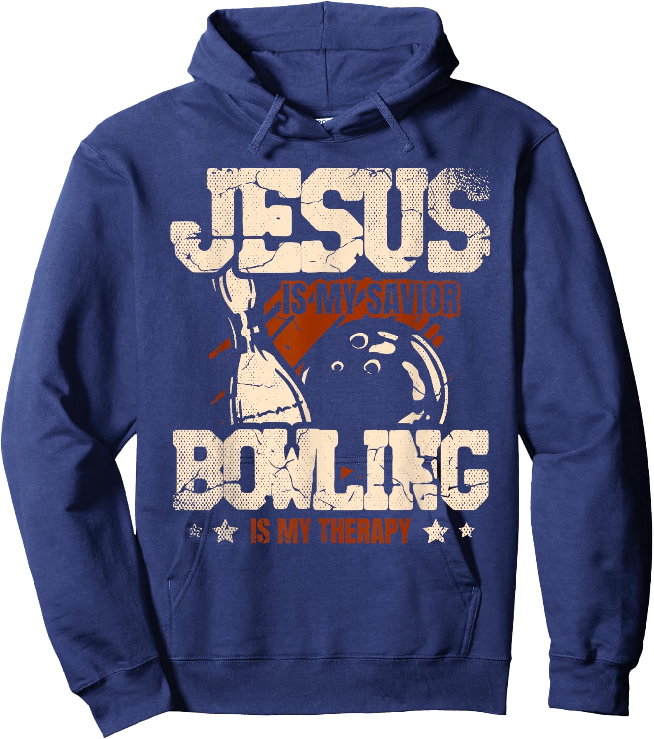 Jesus Is My Savior Bowling Is My Therapy bowler Bowling Hoodie - Hoodie | Navy