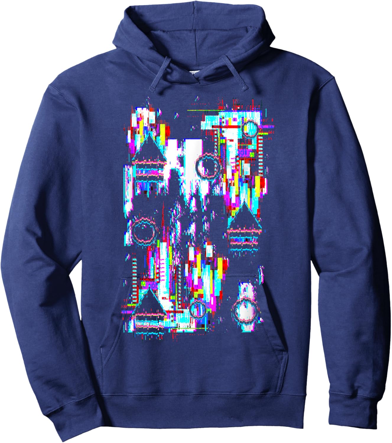 MegaUltraEpic Glitch - Men's Anime Glitch Art - Black - Small - Short Sleeve - Classic Fit - - All Seasons Hoodie - Hoodie | Navy