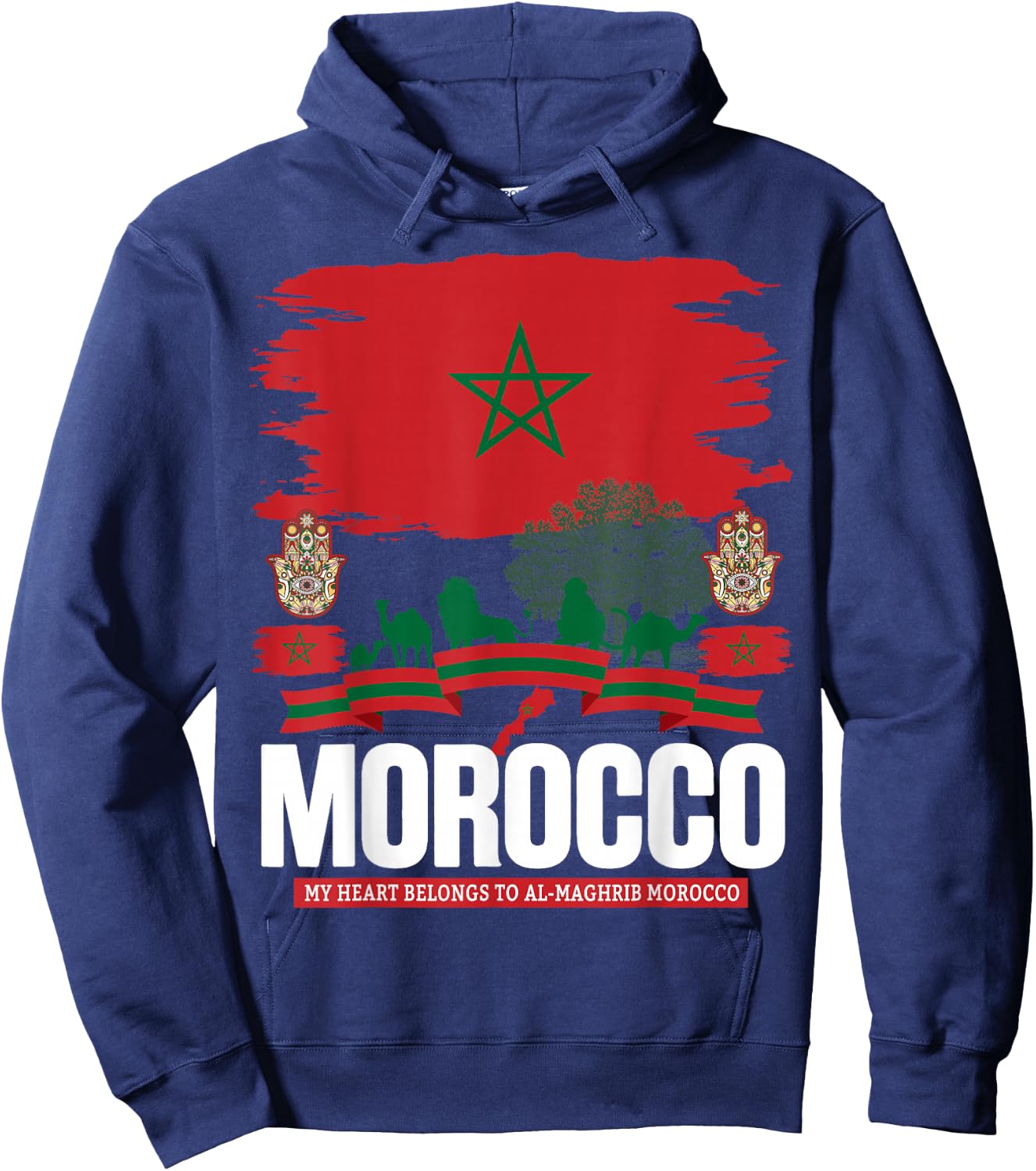 Morocco Flag Outfit Idea Moroccan Themed Maroc Hoodie - Hoodie | Navy