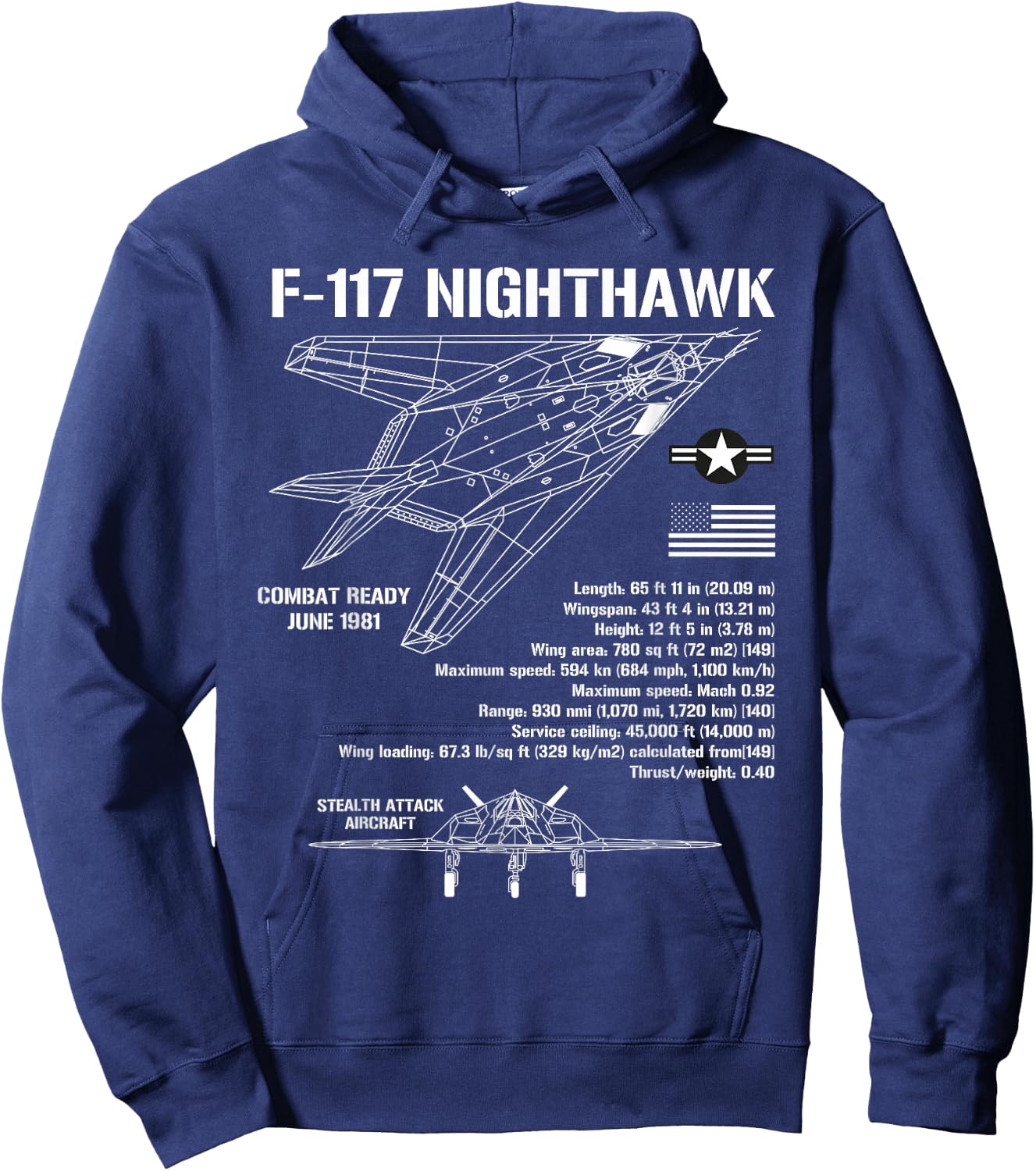F117 Stealth Nighthawk Specs Military Aircraft F117 Hoodie - Hoodie | Navy