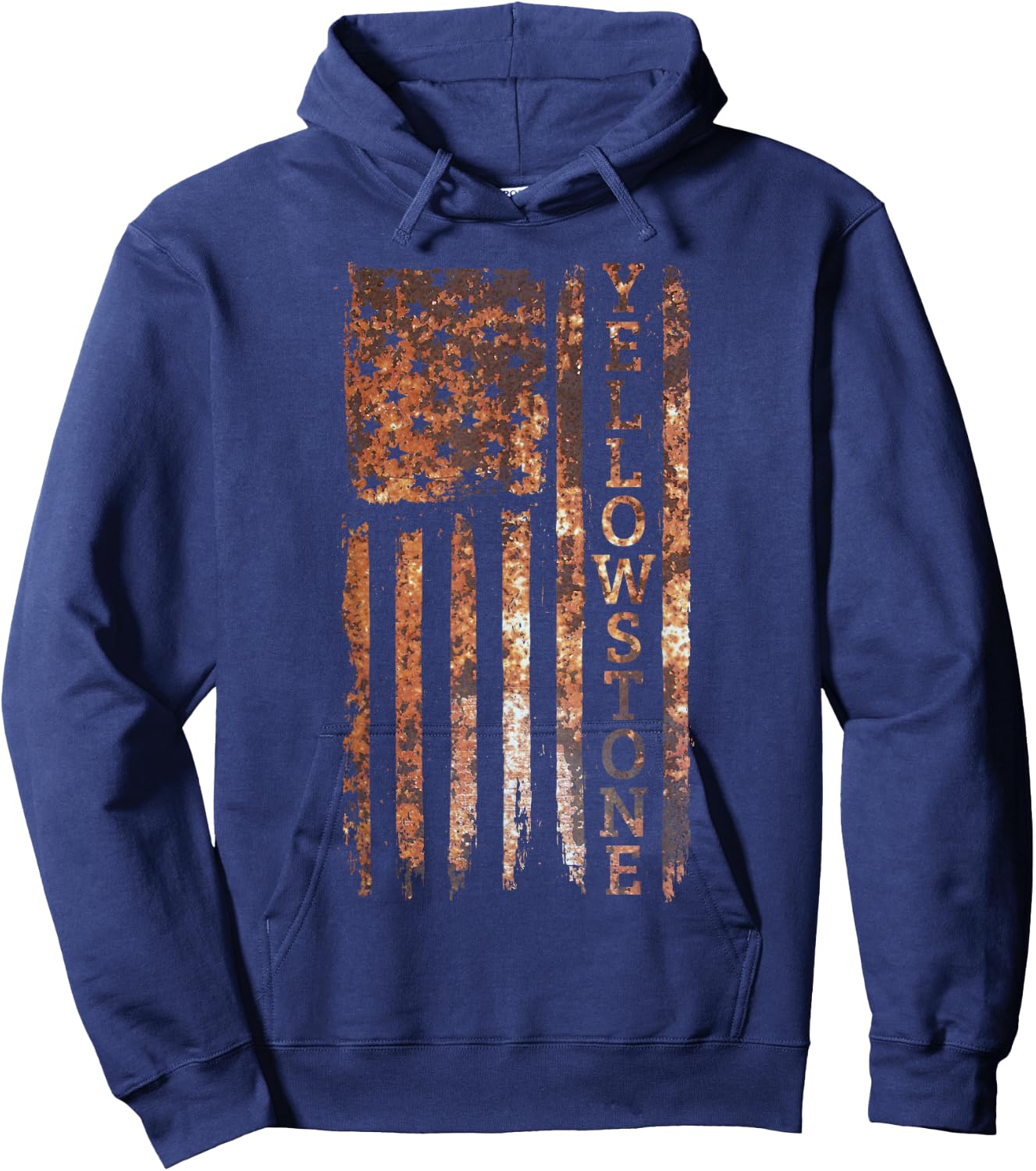 Camping & Glamping Apparel Yellowstone Patriotic , -Adults & -Kids, Black, Small, Short Sleeve Hoodie - Hoodie | Navy