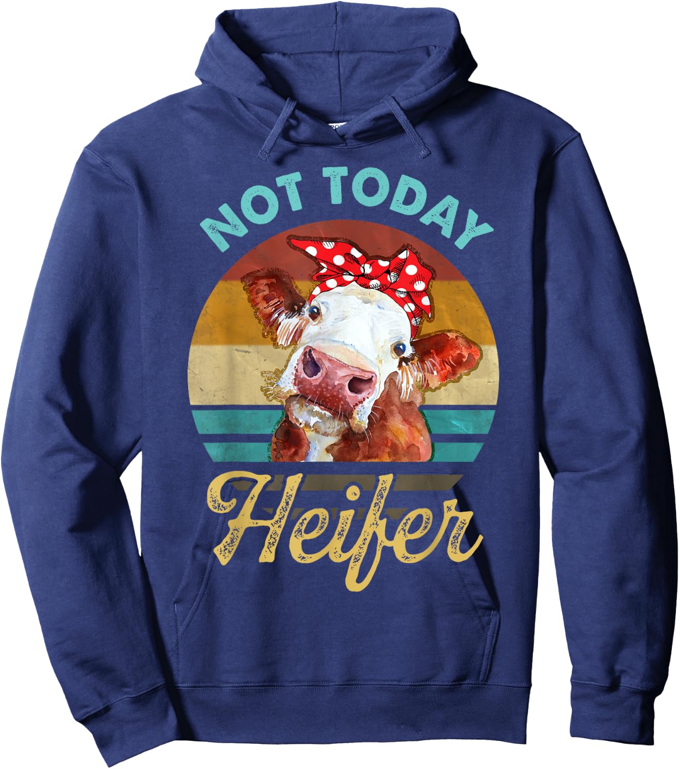 Vintage Not Today Heifer Cute Cow Gift Men Farmer Hoodie - Hoodie | Navy