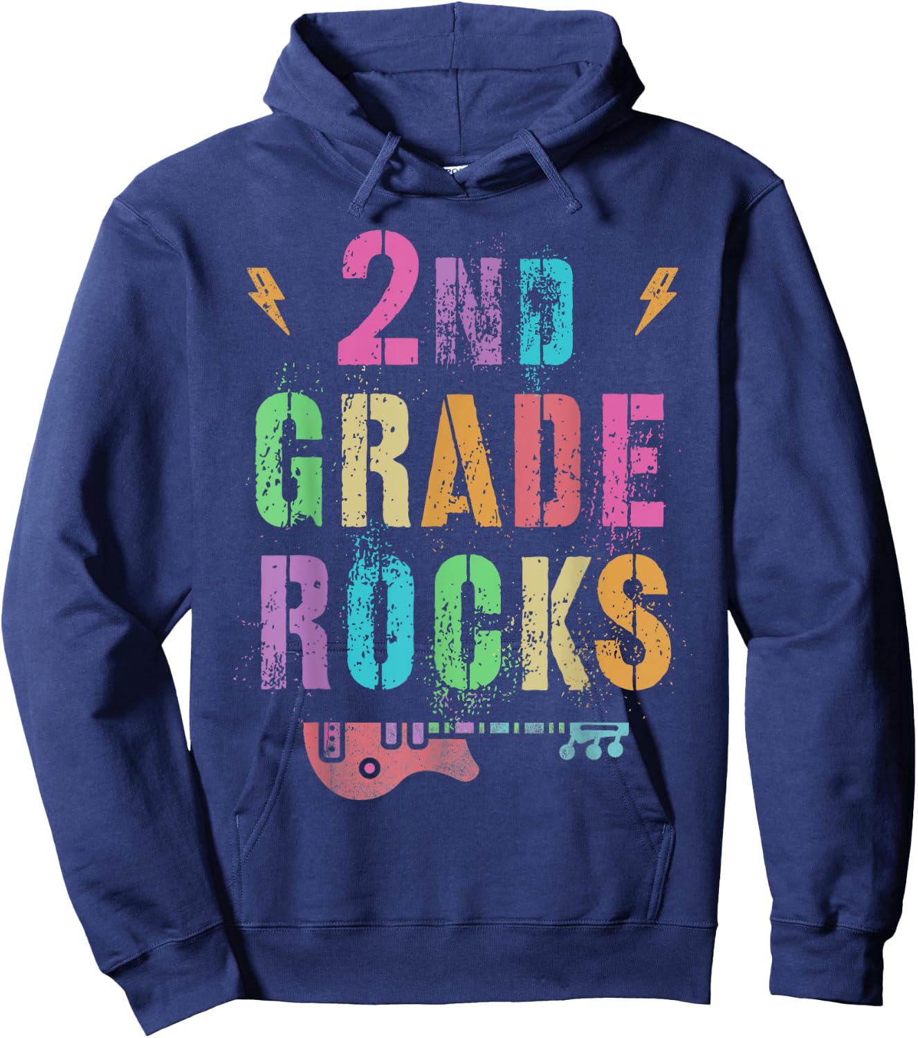 2nd GRADE ROCKS Teacher SECOND Grader Rockstar Team Vintage Hoodie - Hoodie | Navy