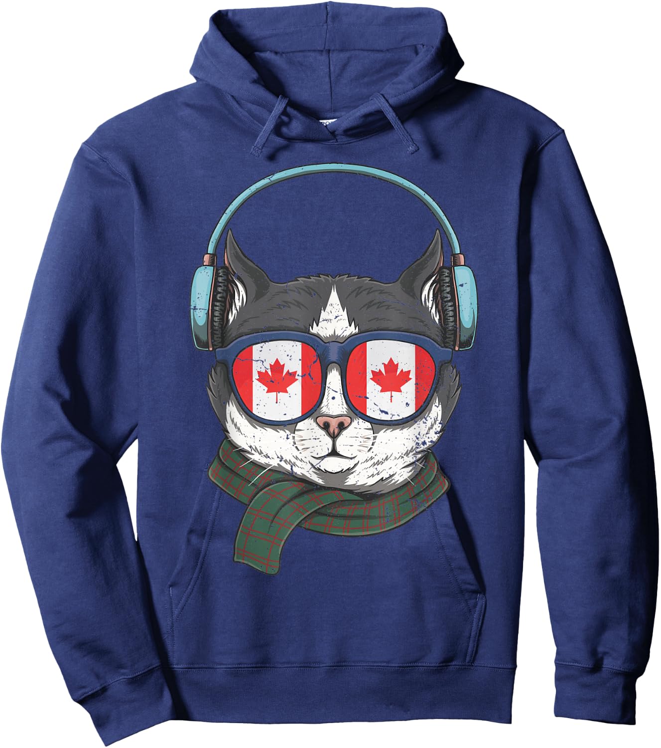Canada Flag Canadian Cat Sunglasses Funny Men Women Kids Hoodie - Hoodie | Navy