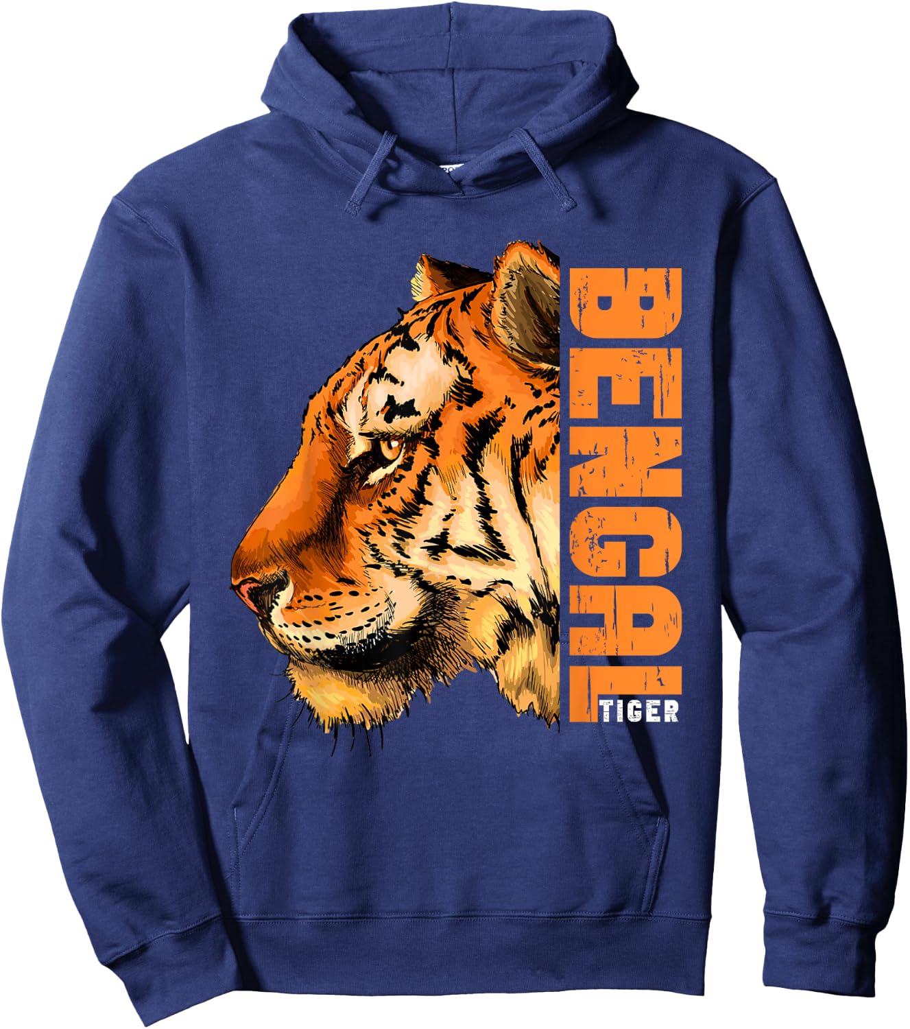 Retro Vintage Bengal Tiger Face Wild Tiger Face Hoodie - Hoodie | Navy
