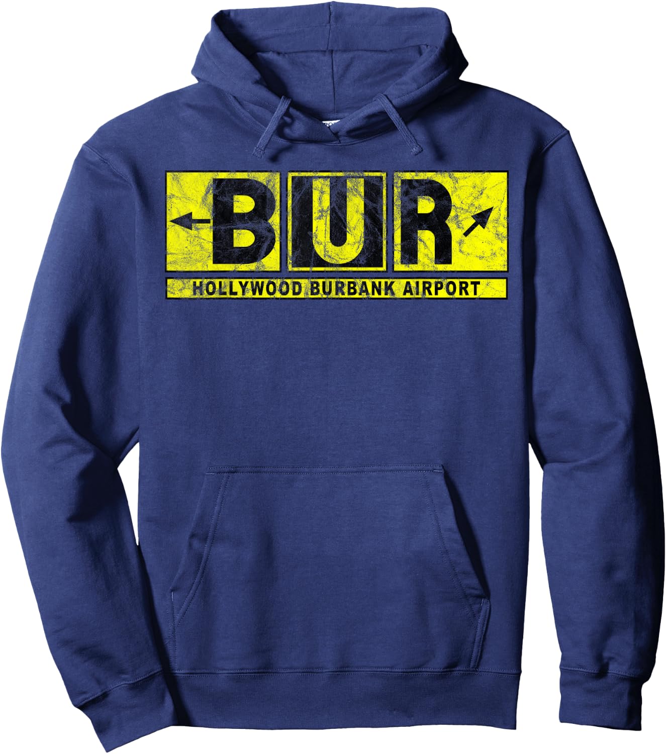 BUR Hollywood Burbank Airport Taxiway Sign Pilot Vintage Hoodie - Hoodie | Navy