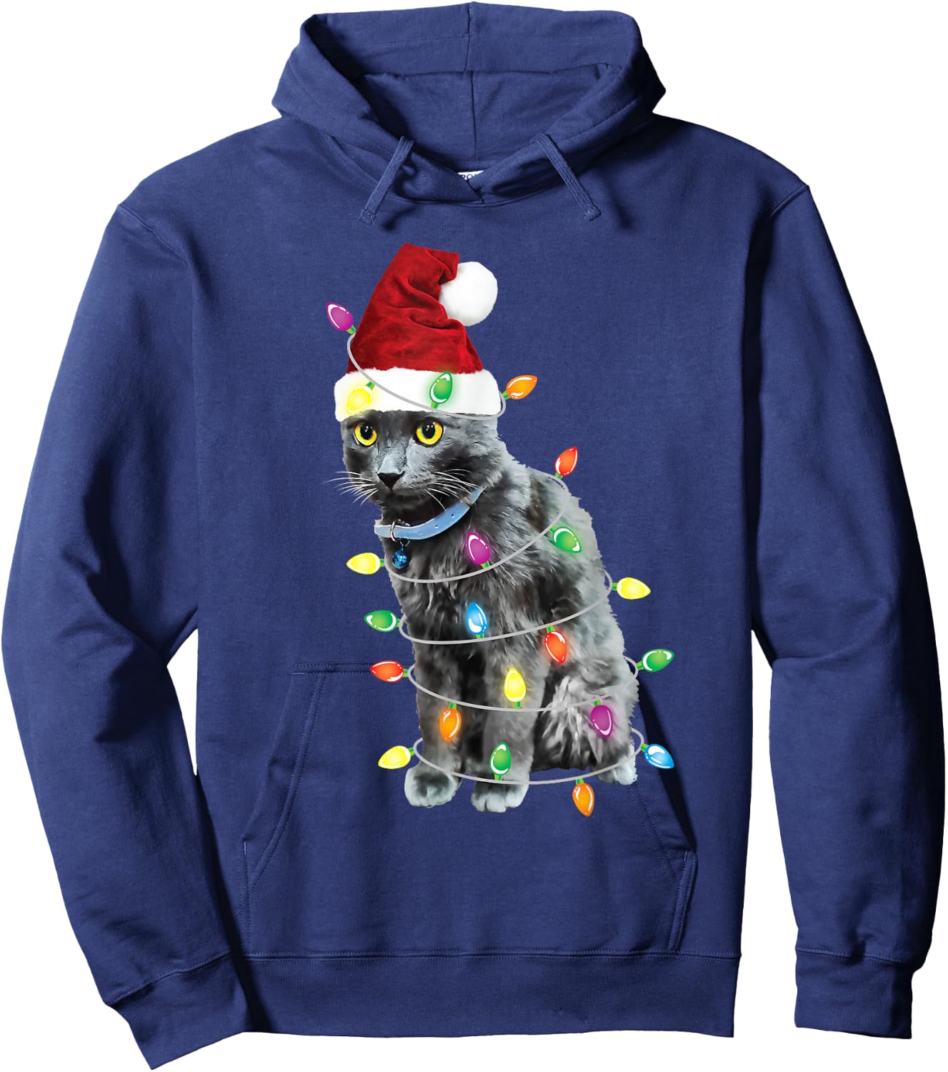 Black Cat Christmas Shirt Funny Christmas Tree Hoodie - Hoodie | Navy