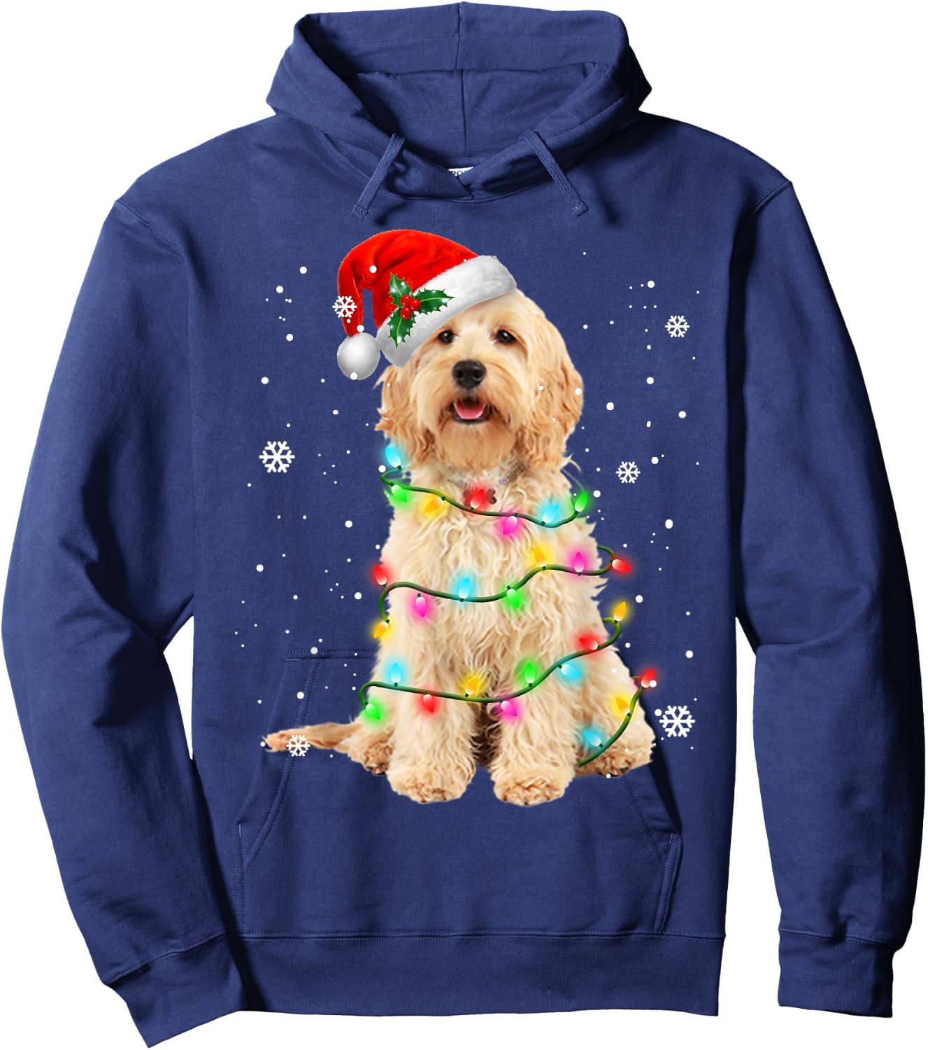 Goldendoodle Dog Tree Christmas Sweater Xmas Pet Dogs Gifts Hoodie - Hoodie | Navy