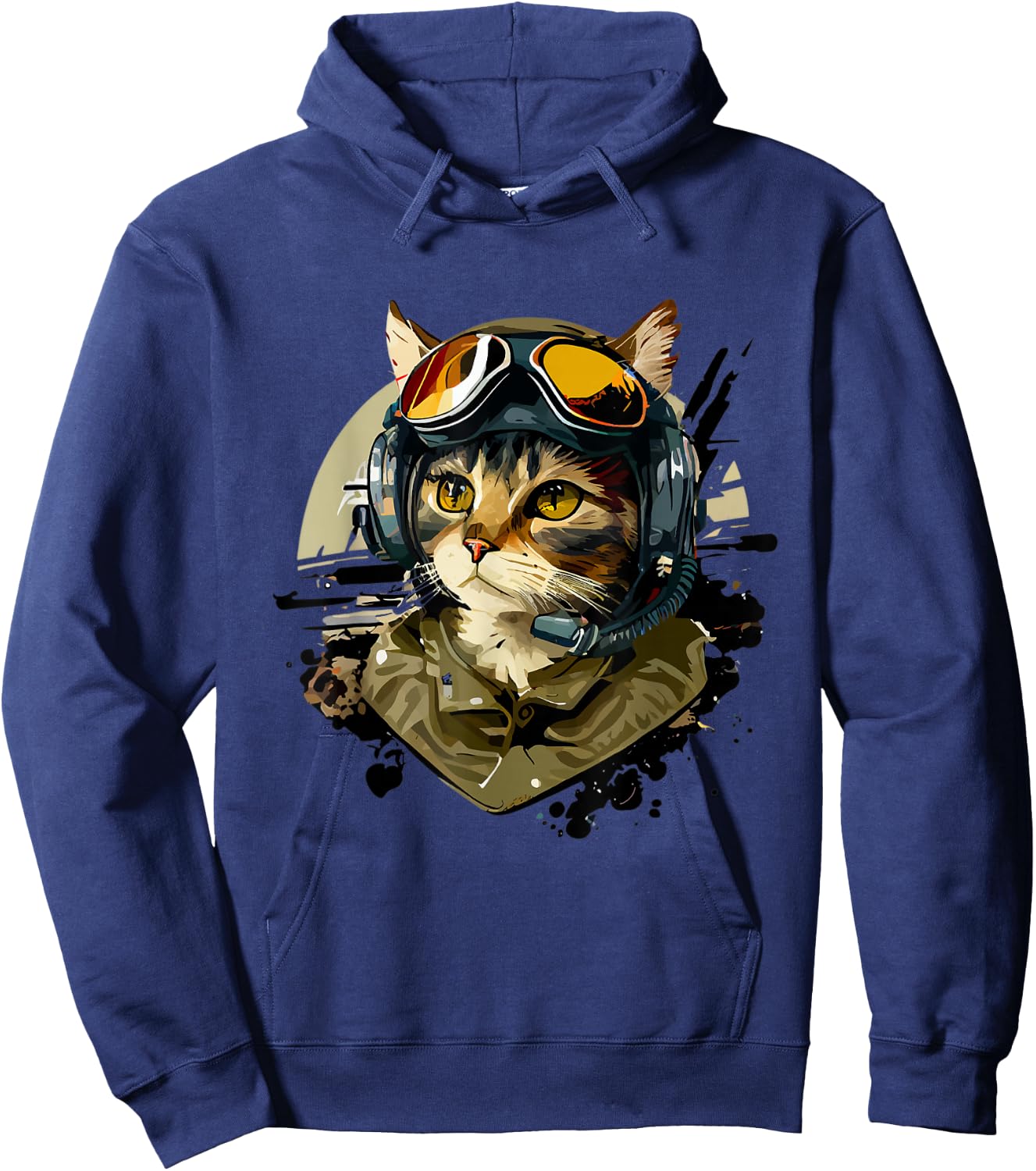 Cat Pilot Colorful Cat Kitty Art Hoodie - Hoodie | Navy