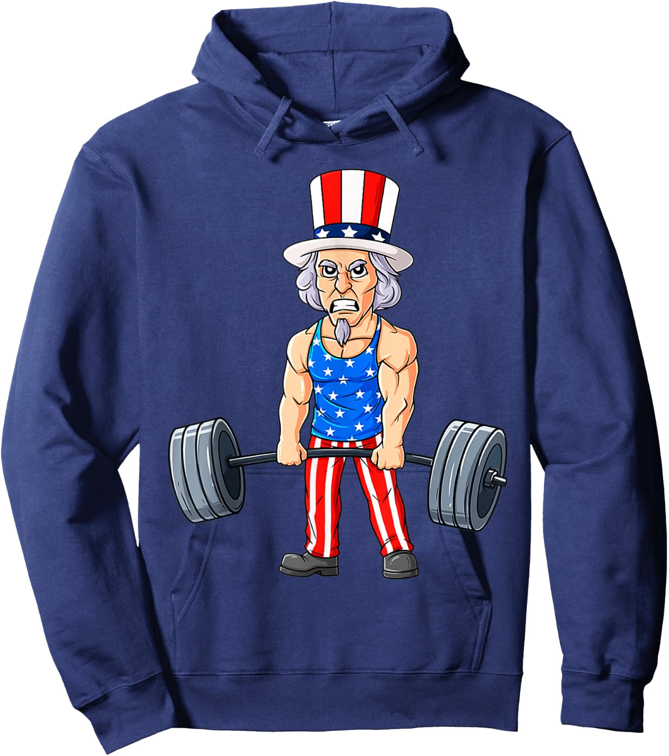 4th Of July Uncle Sam Weightlifting Funny Deadlift Fitness Hoodie - Hoodie | Navy